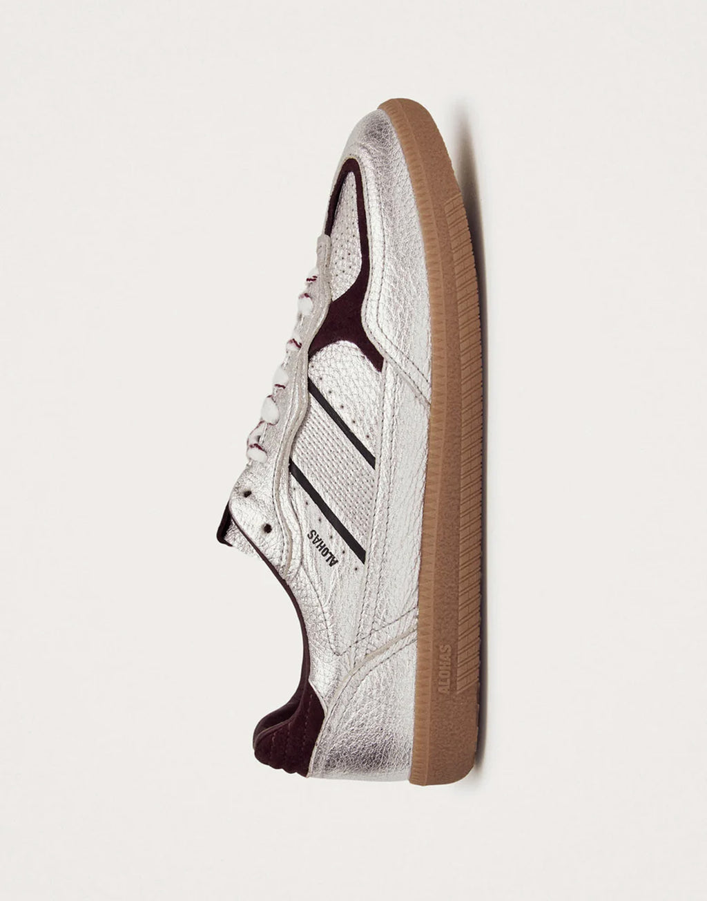 ALOHAS Sneakers TB.490 in Pelle Grain Shimmer Silver e Burgundy