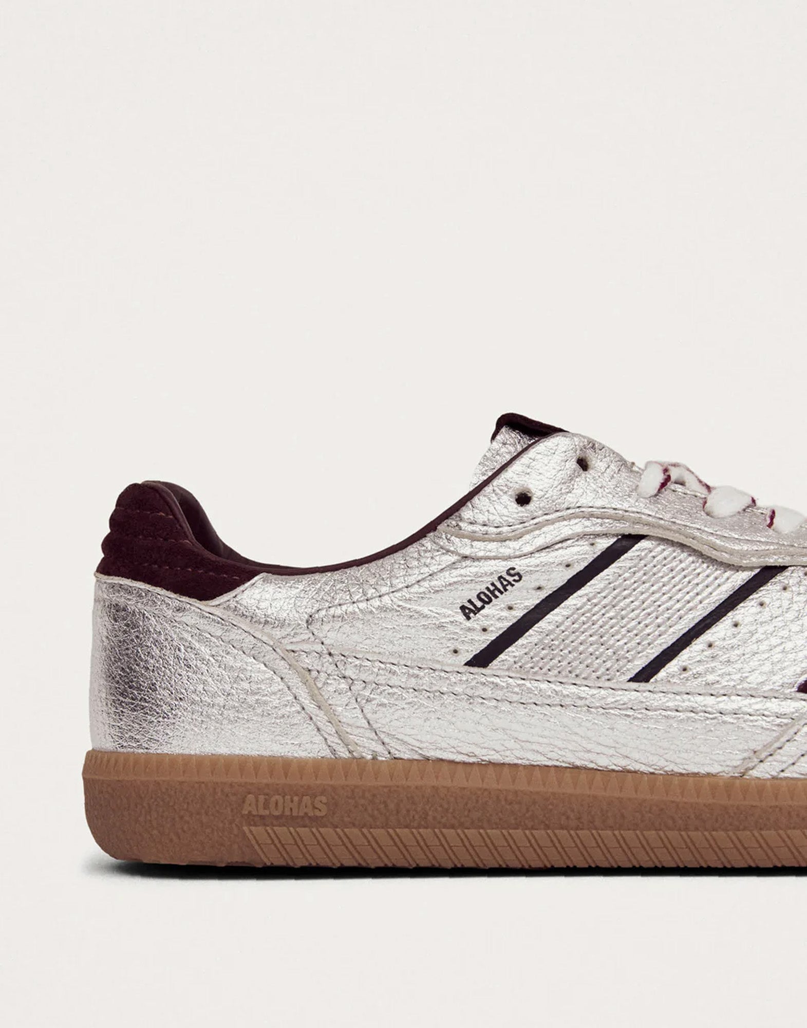 ALOHAS Sneakers TB.490 in Pelle Grain Shimmer Silver e Burgundy