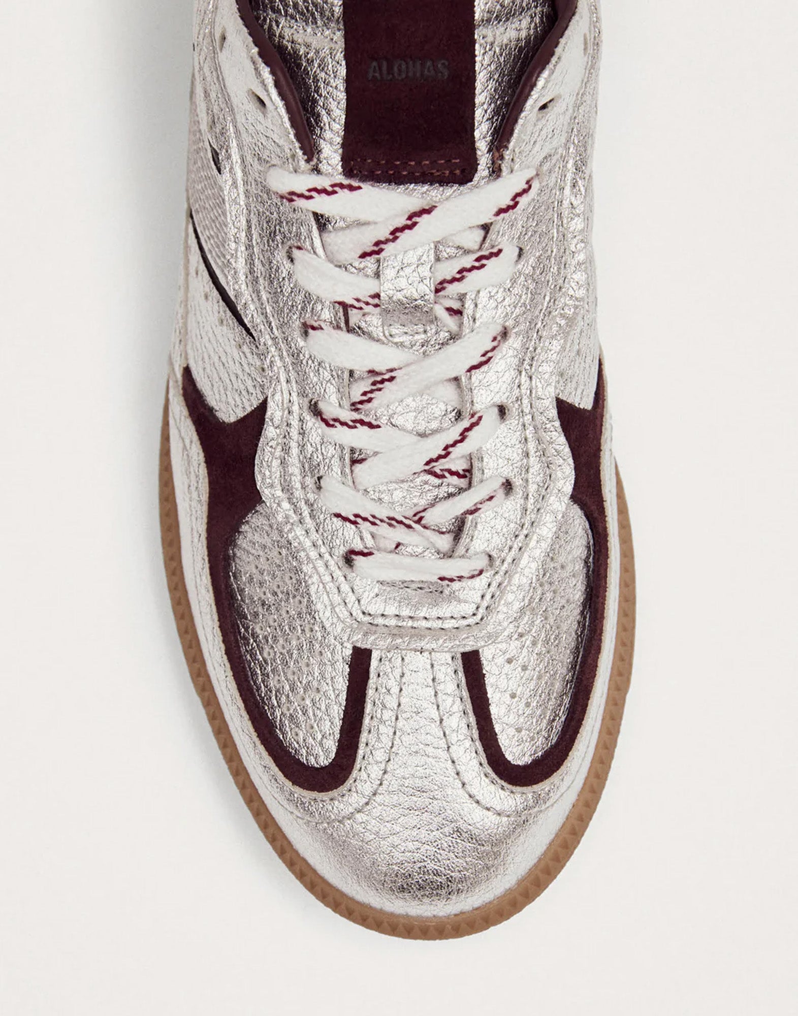 ALOHAS Sneakers TB.490 in Pelle Grain Shimmer Silver e Burgundy