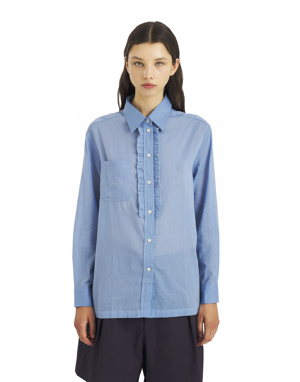 ANTIK BATIK Camicia Angela in Voile di Cotone Blue