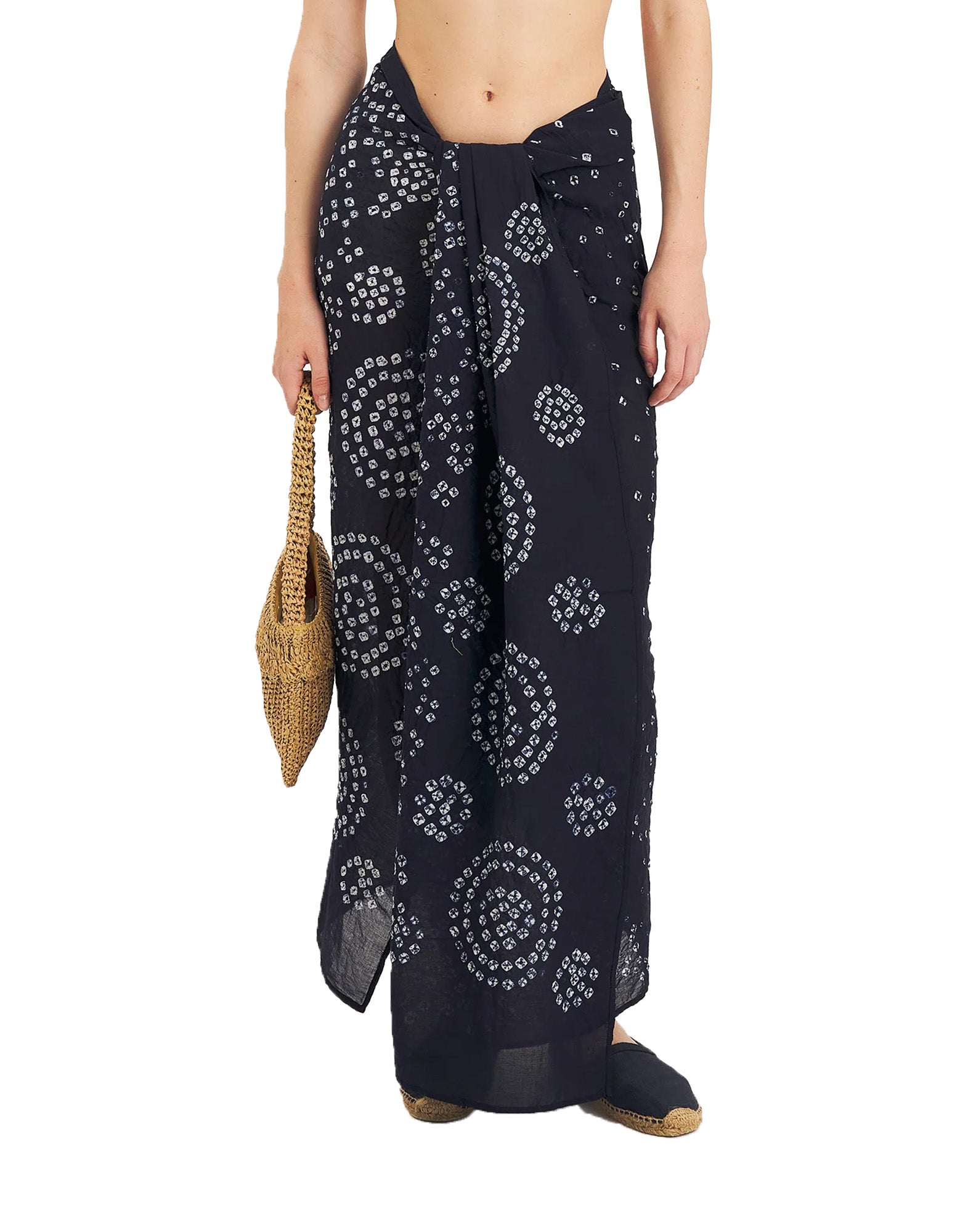 ANTIK BATIK Pareo Bandini in Voile di Cotone Blu Navy