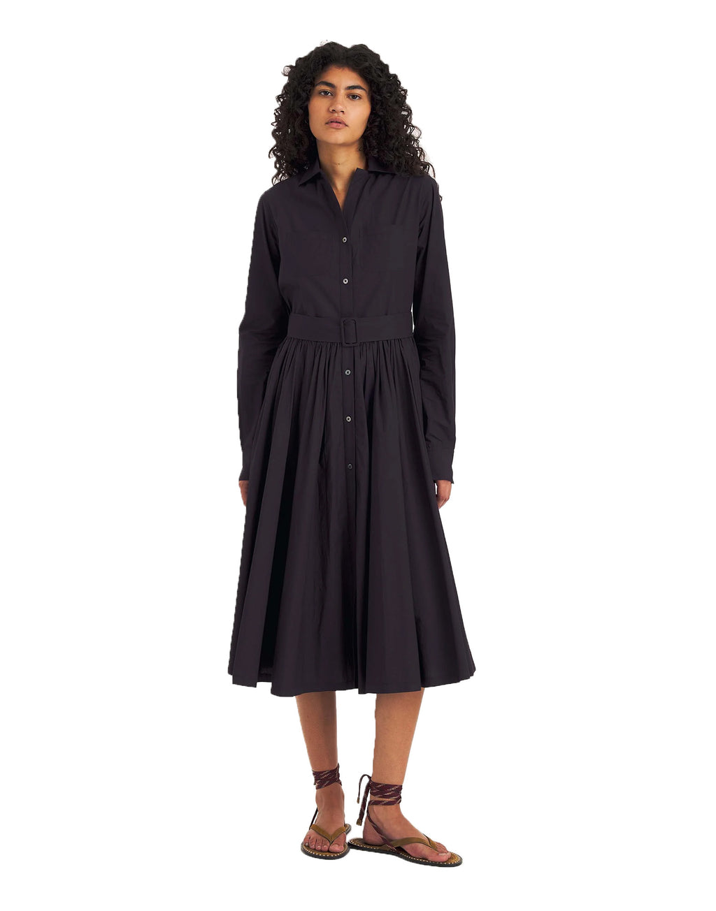 ANTIK BATIK Abito Clement in Popeline di Cotone Navy