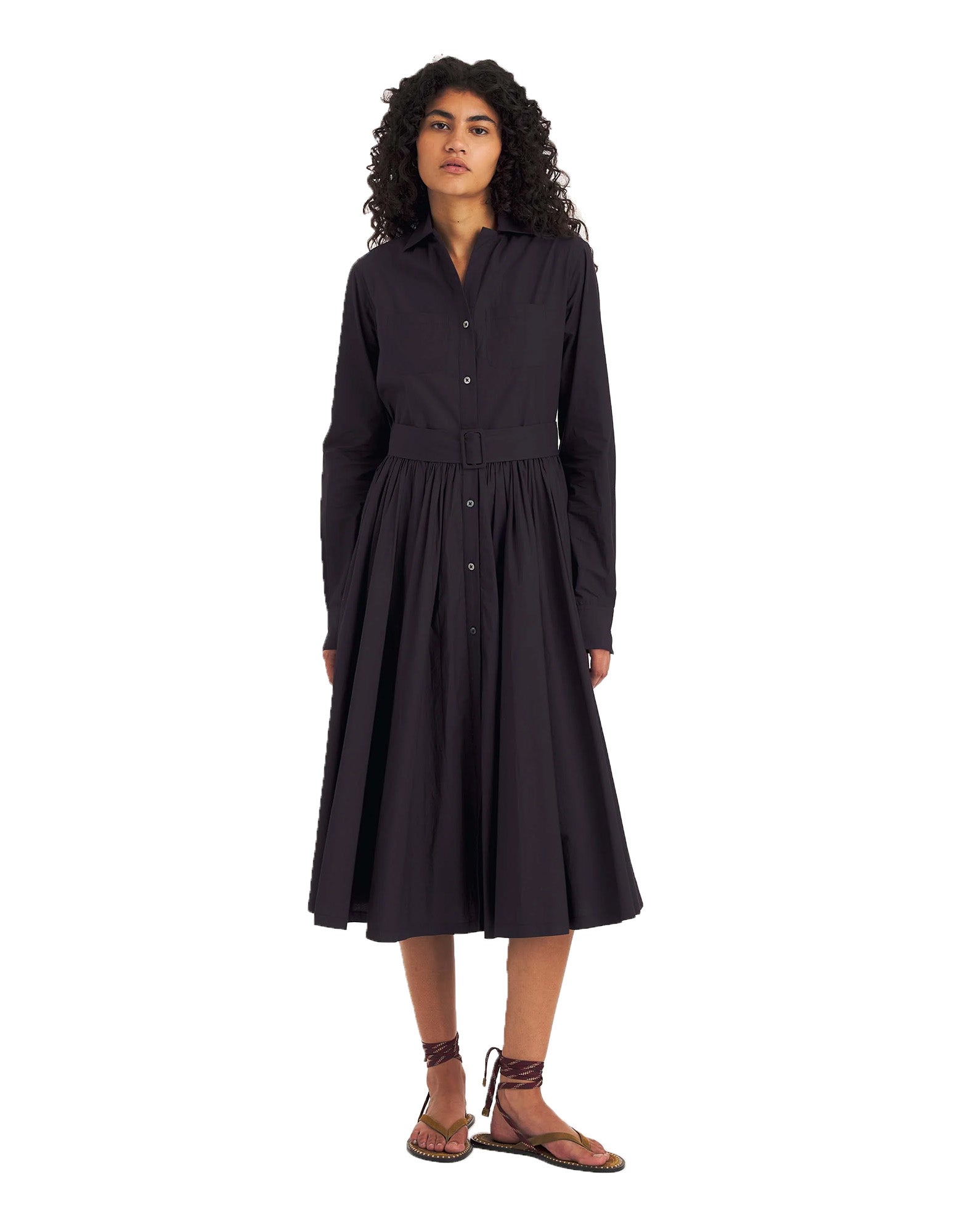 ANTIK BATIK Abito Clement in Popeline di Cotone Navy