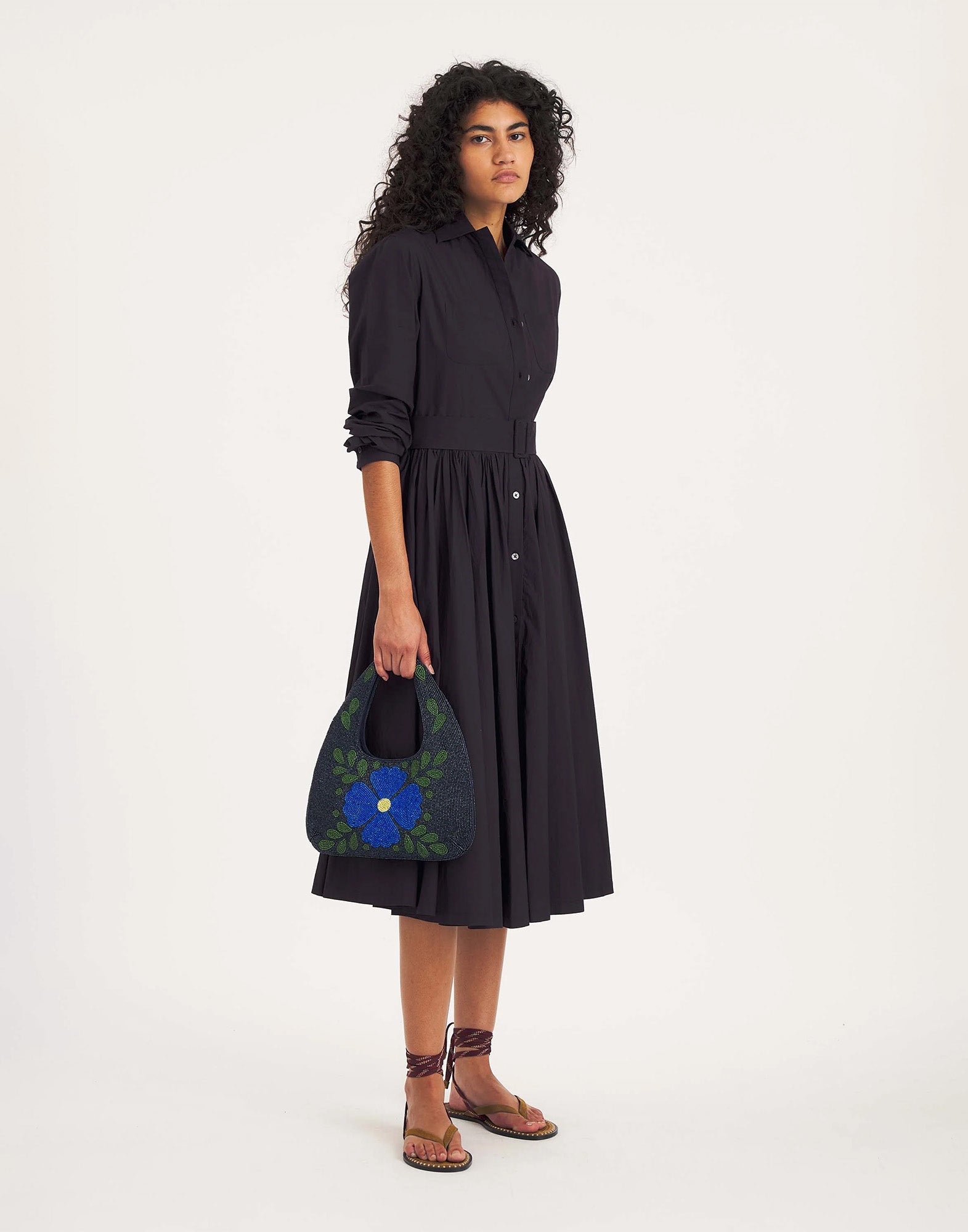 ANTIK BATIK Abito Clement in Popeline di Cotone Navy