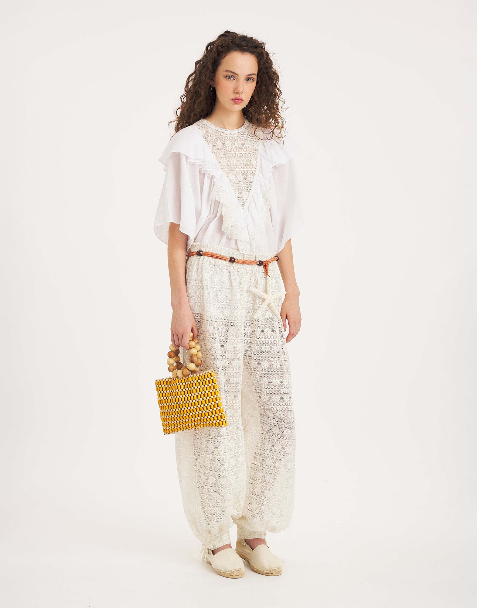 ANTIK BATIK Top Dolly in Voile di Cotone Bianco