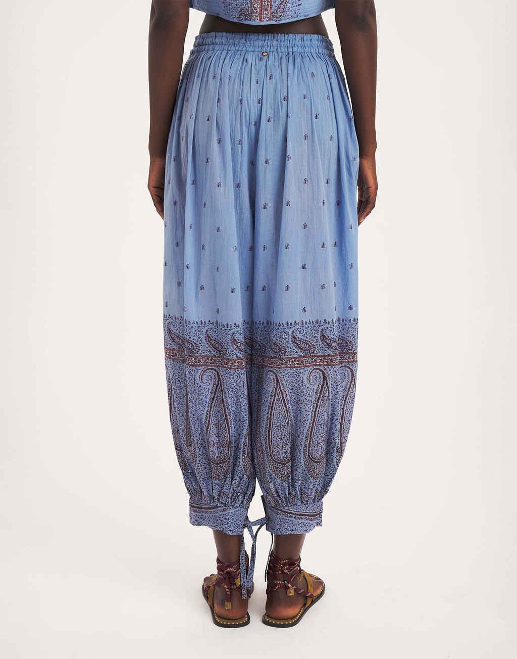 ANTIK BATIK Pantalone Sarouel Johri in Voile di Cotone Blue