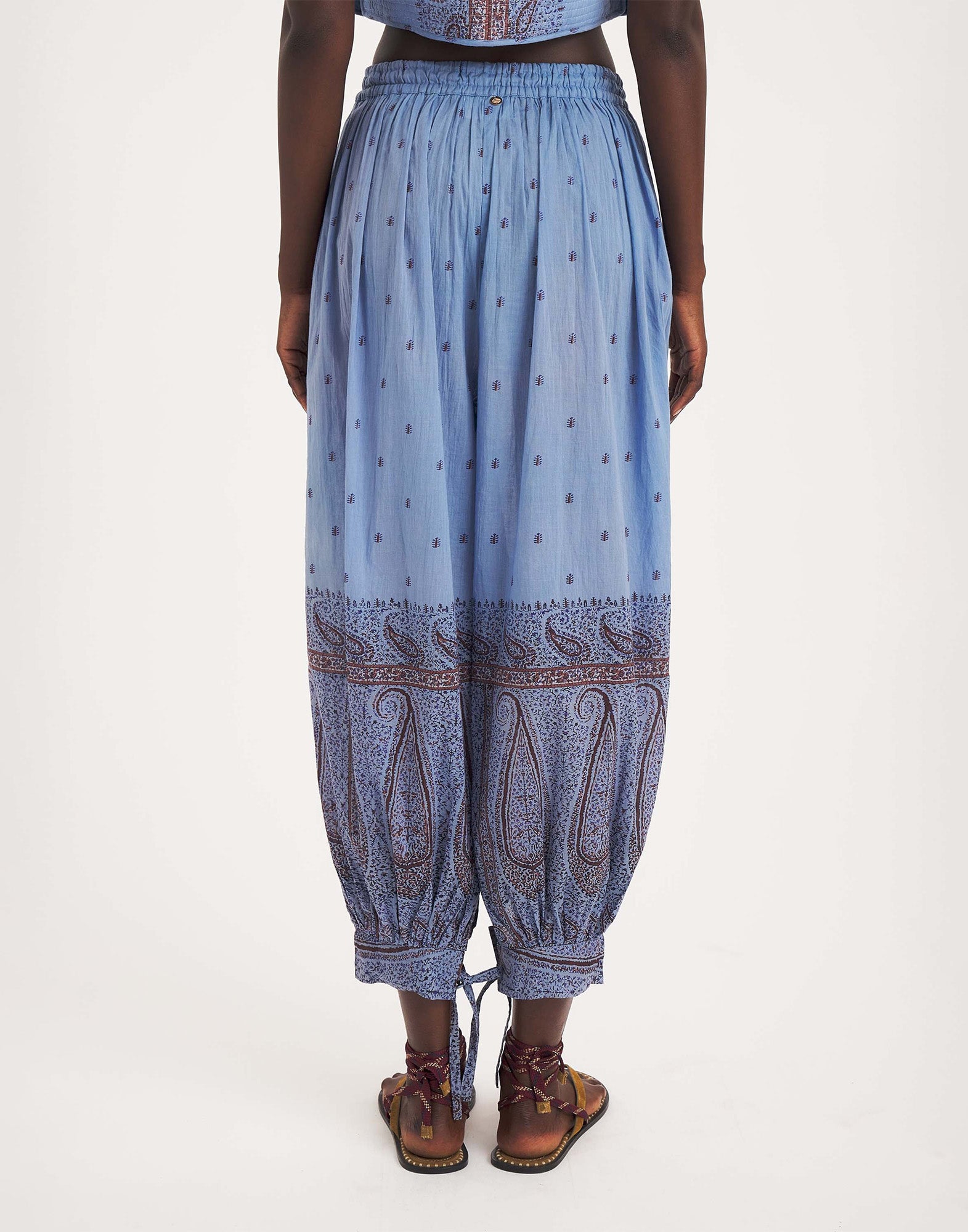 ANTIK BATIK Pantalone Sarouel Johri in Voile di Cotone Blue