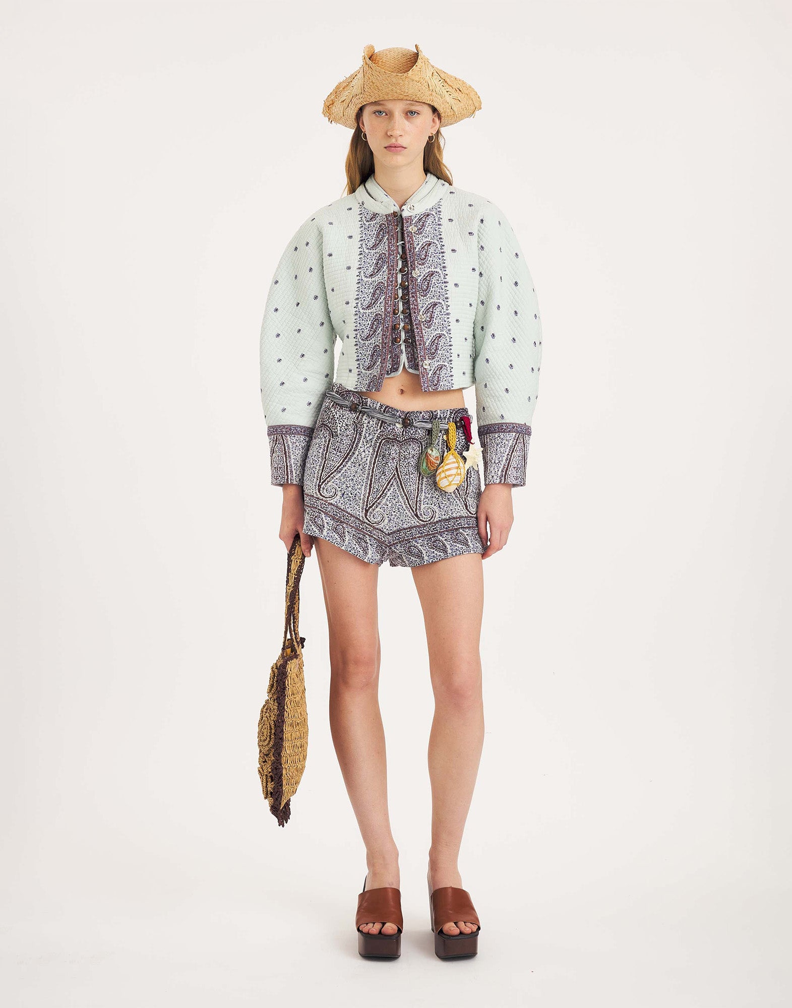 ANTIK BATIK Pantalone Corto Johri in Voile di Cotone Acqua