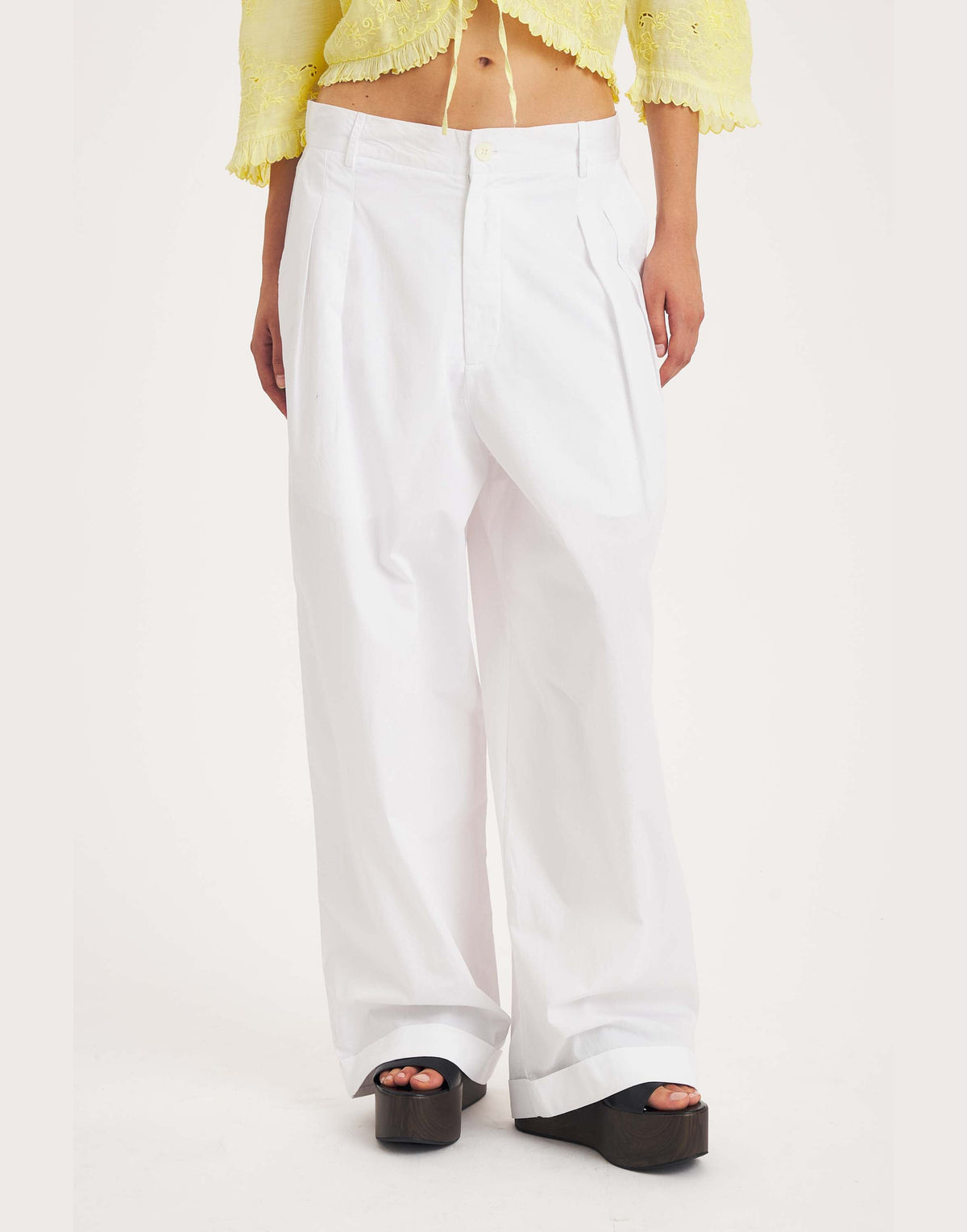 ANTIK BATIK Pantaloni Taylora in Popeline di Cotone Bianco