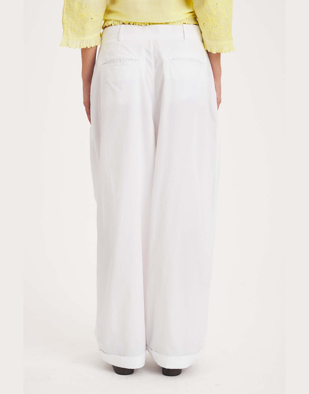 ANTIK BATIK Pantaloni Taylora in Popeline di Cotone Bianco
