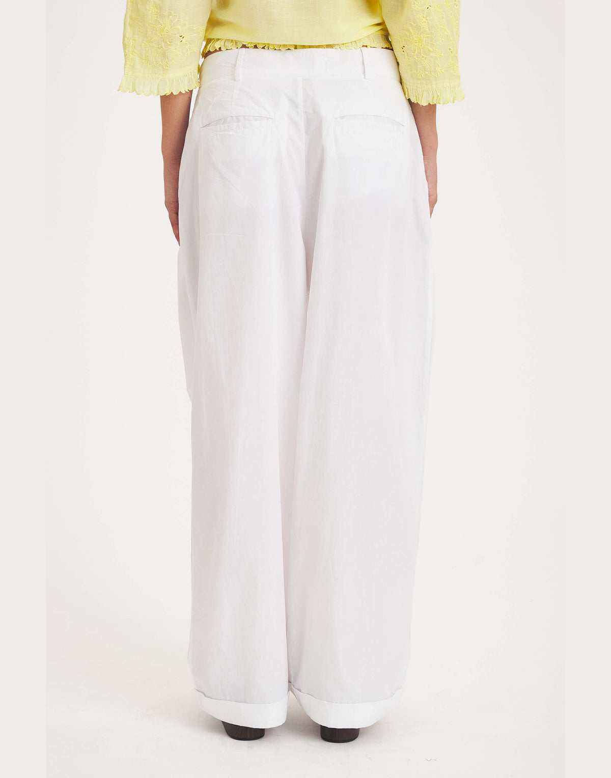 ANTIK BATIK Pantaloni Taylora in Popeline di Cotone Bianco