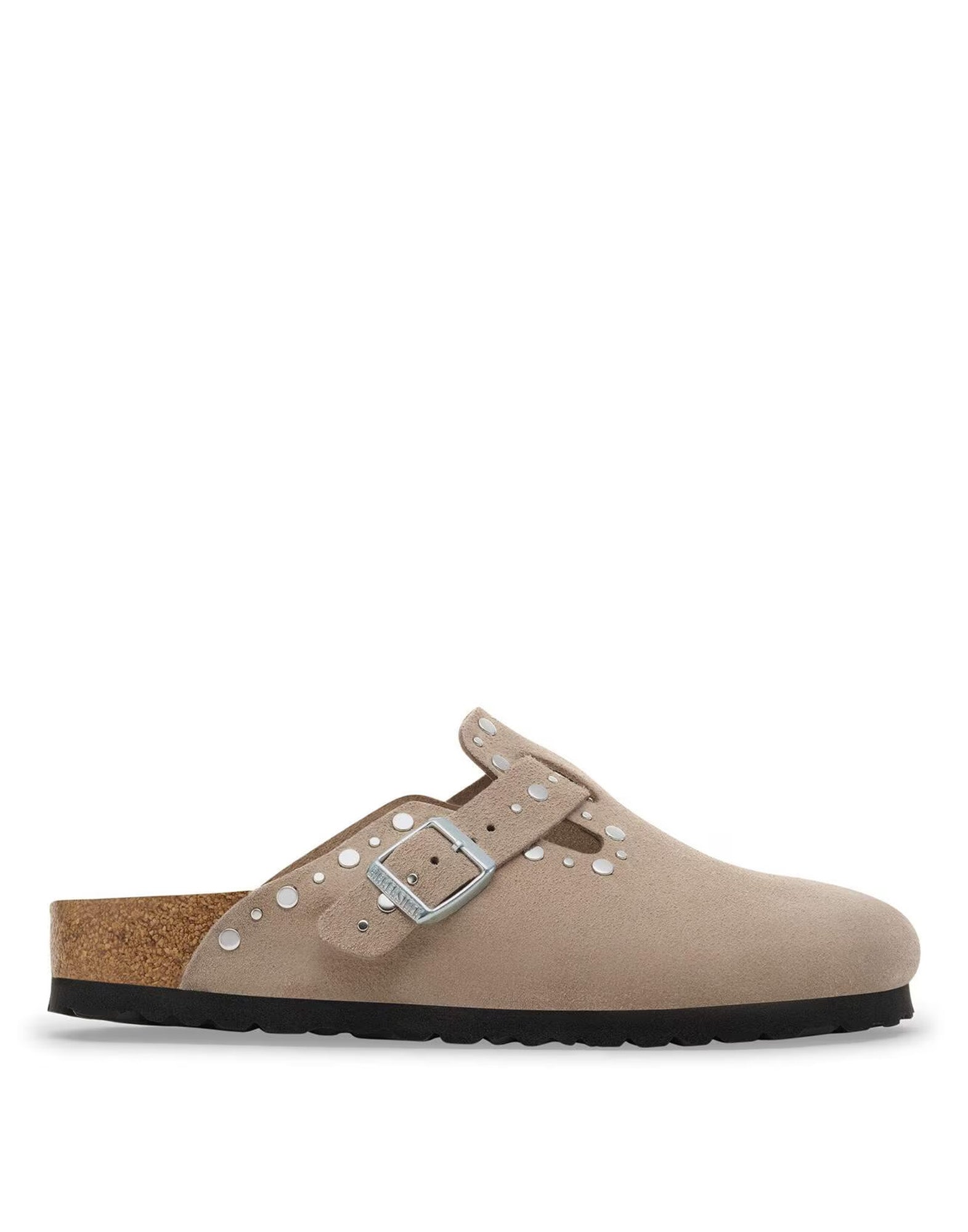 BIRKENSTOCK Boston in Pelle Scamosciata con Borchie Taupe