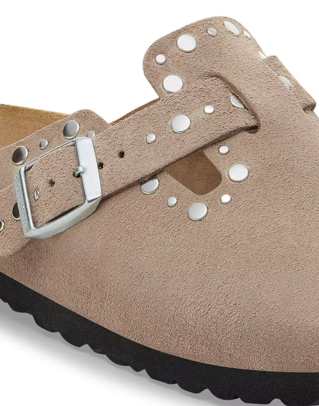 BIRKENSTOCK Boston in Pelle Scamosciata con Borchie Taupe