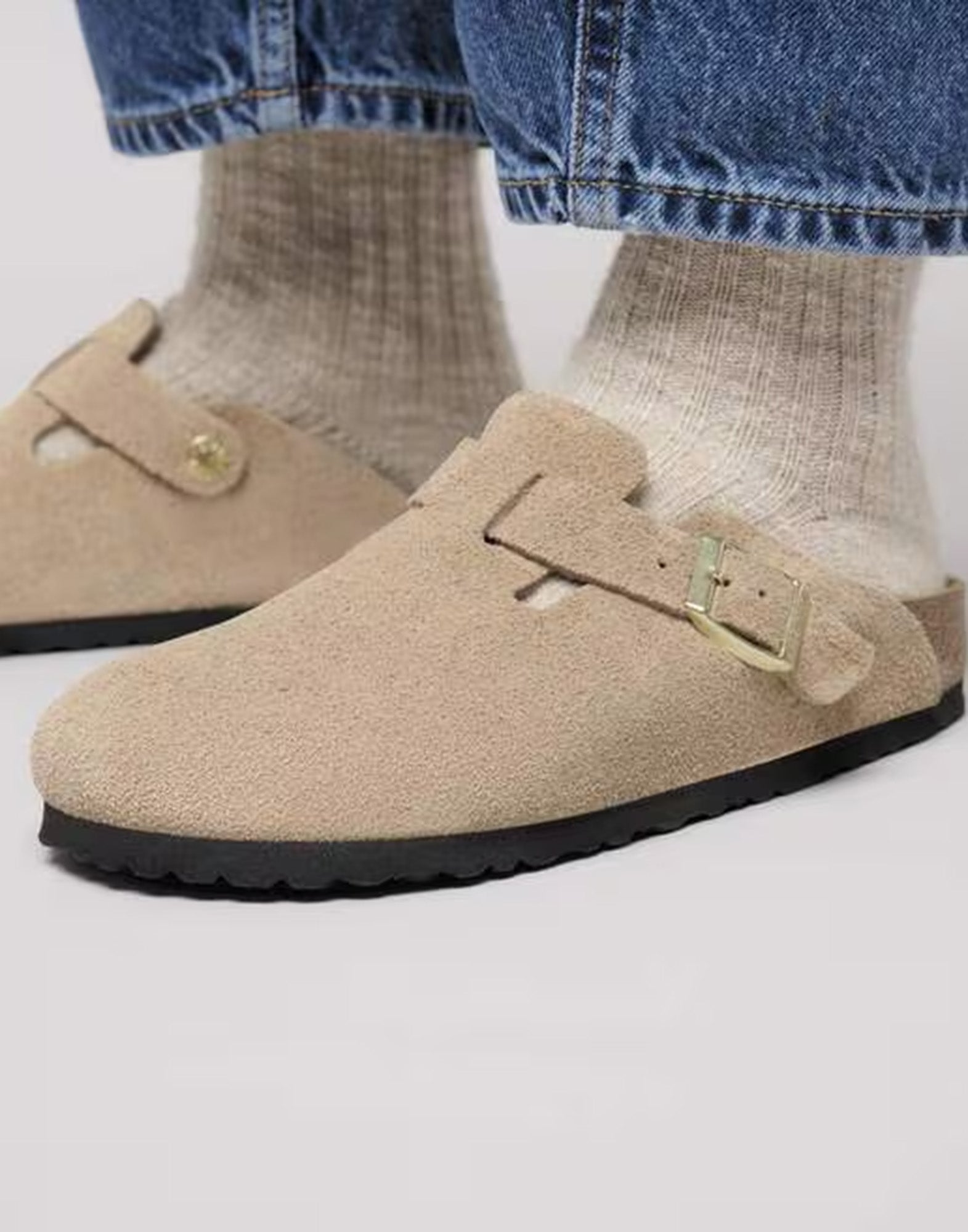 BIRKENSTOCK Boston in Pelle Scamosciata Sandcastle