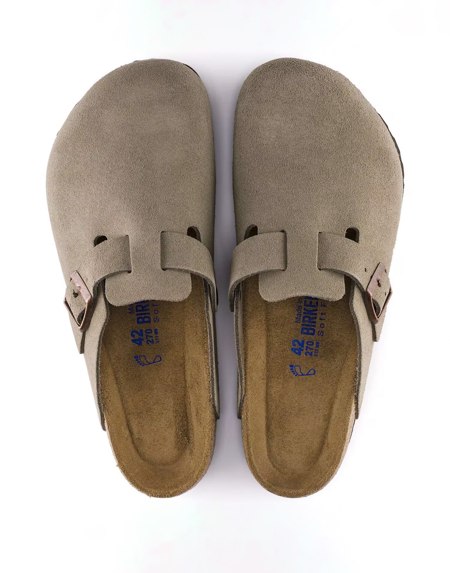 BIRKENSTOCK Boston SFB in Pelle Scamosciata Taupe