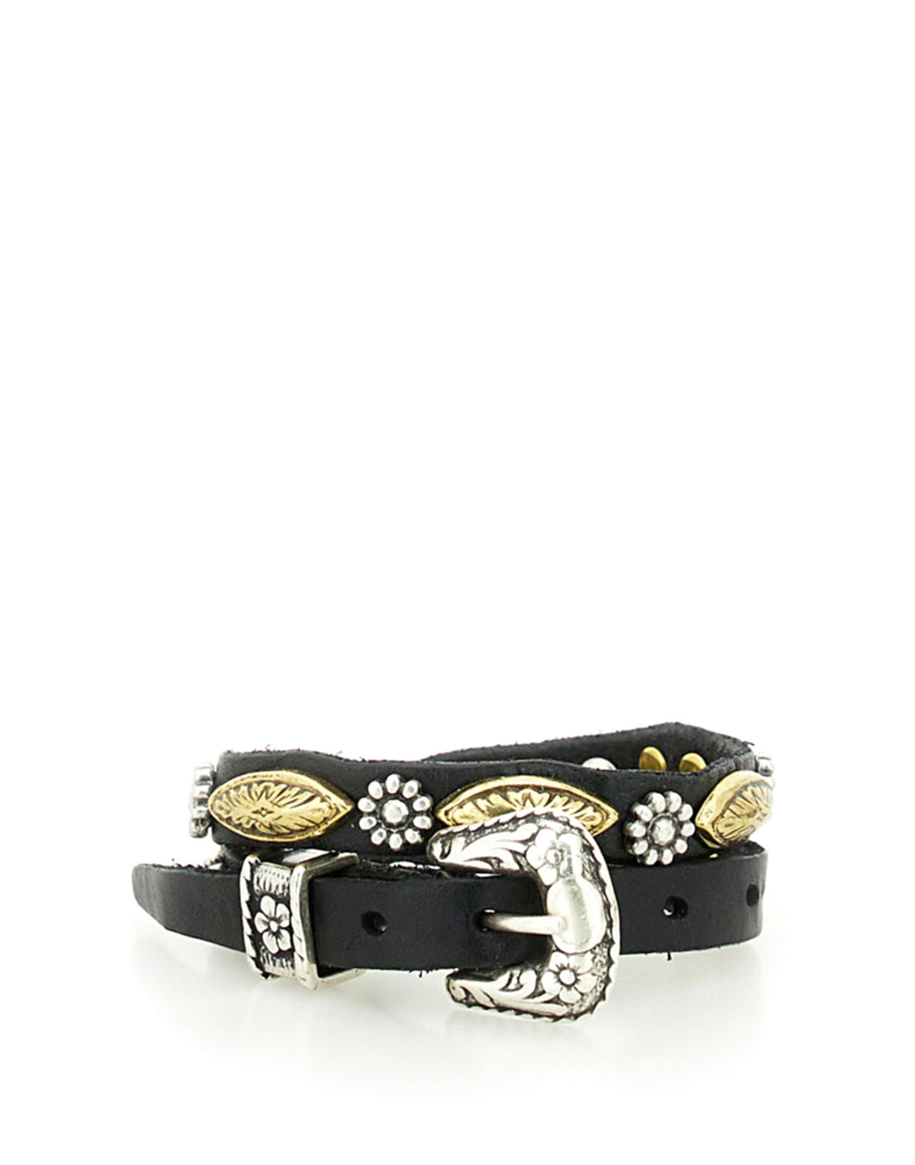 CAMPOMAGGI Bracciale in Pelle con Borchie Nero