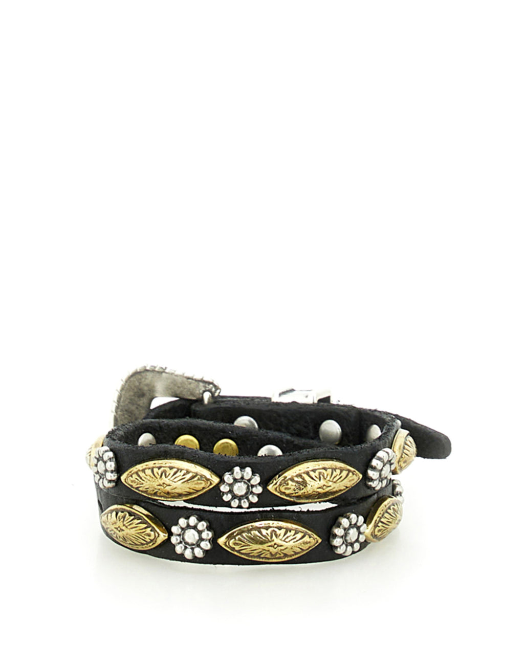 CAMPOMAGGI Bracciale in Pelle con Borchie Nero