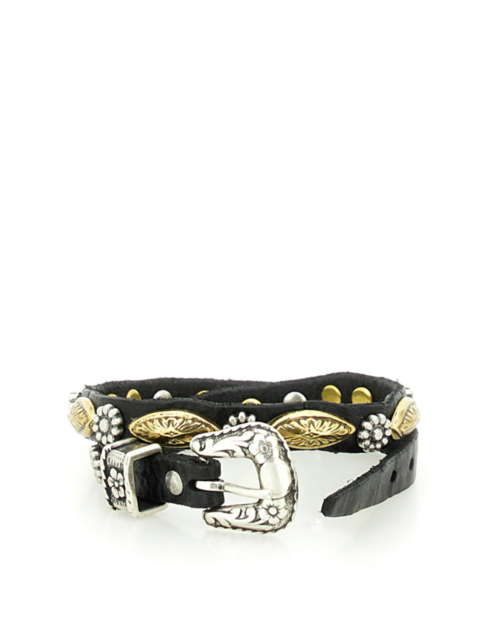 CAMPOMAGGI Bracciale in Pelle con Borchie Nero