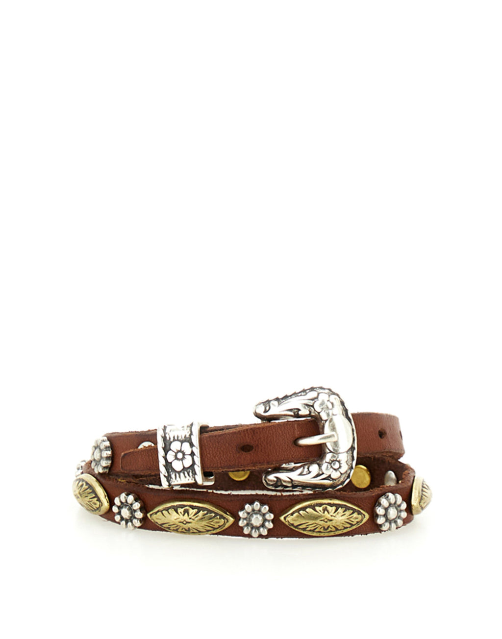 CAMPOMAGGI Bracciale in Pelle con Borchie Cognac