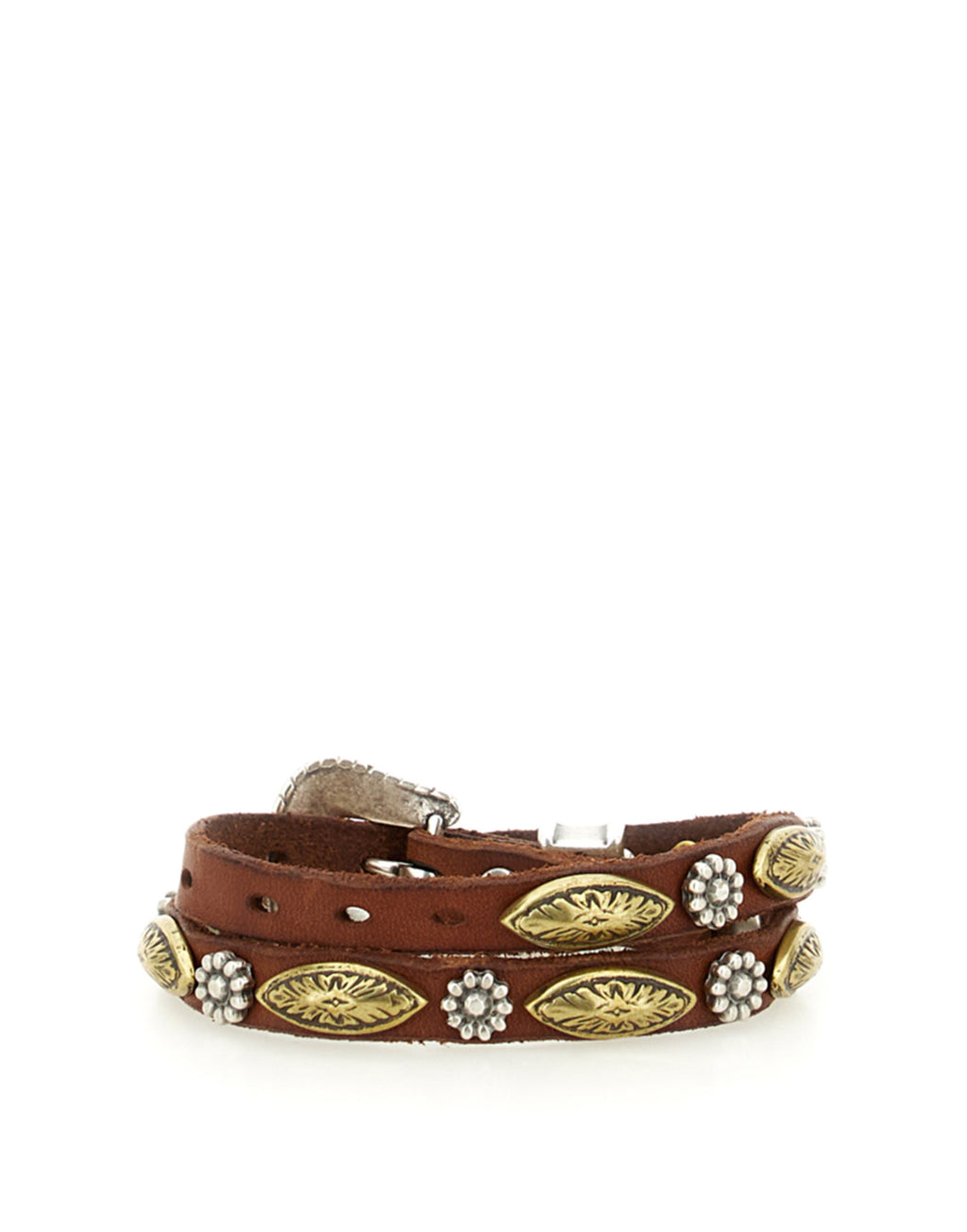 CAMPOMAGGI Bracciale in Pelle con Borchie Cognac