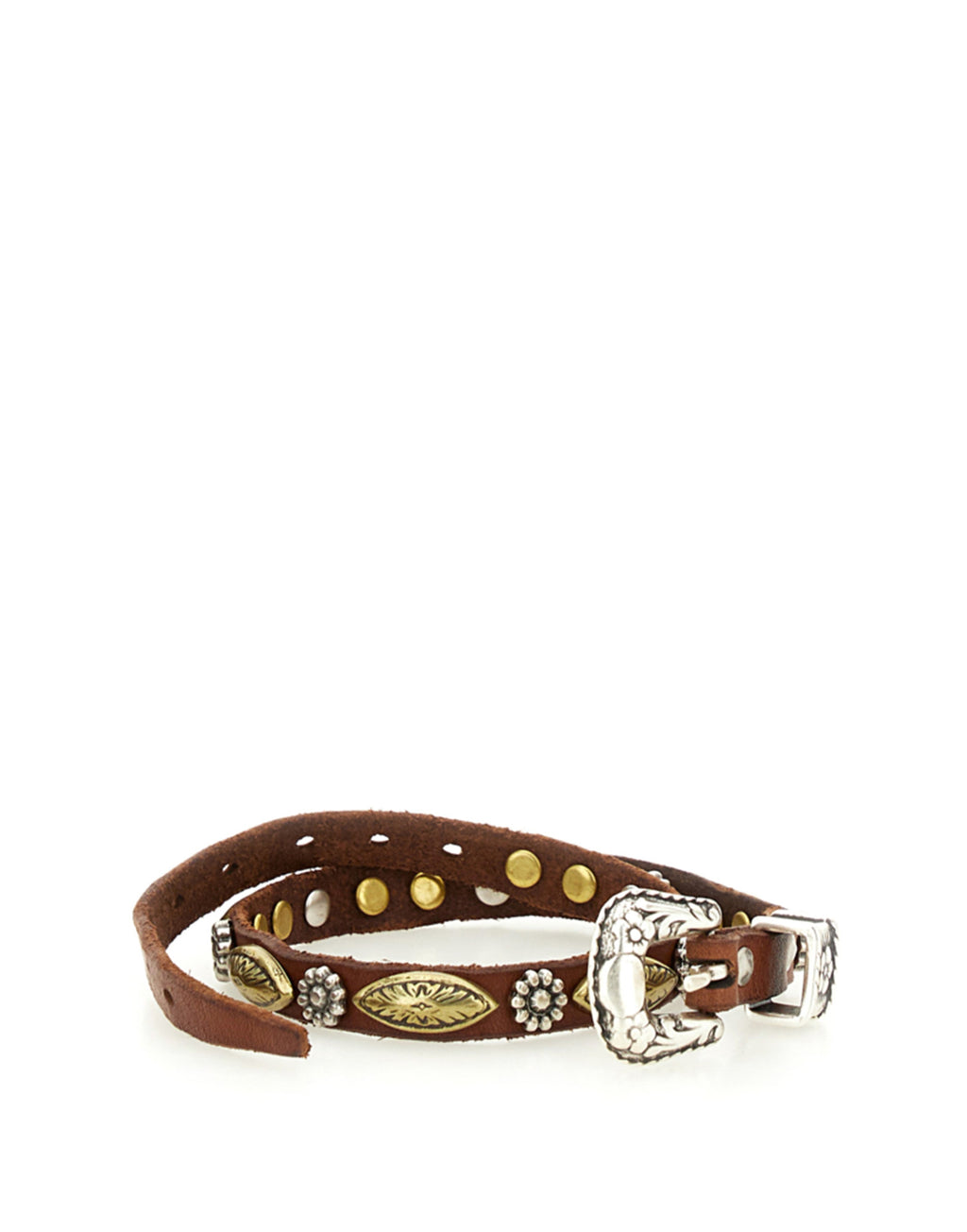 CAMPOMAGGI Bracciale in Pelle con Borchie Cognac