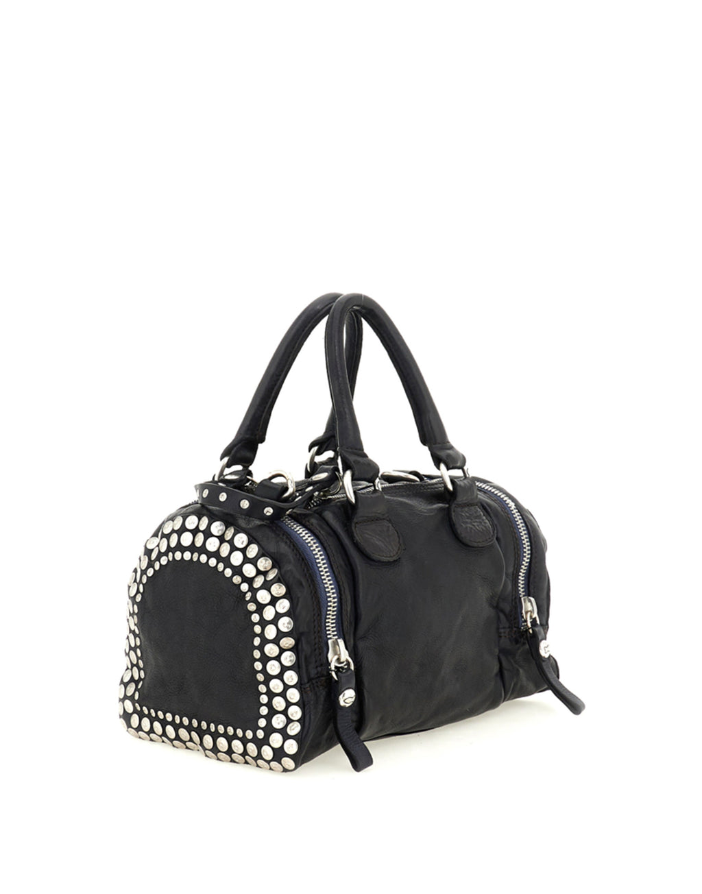 CAMPOMAGGI Borsa Bauletto in Pelle con Borchie Nera