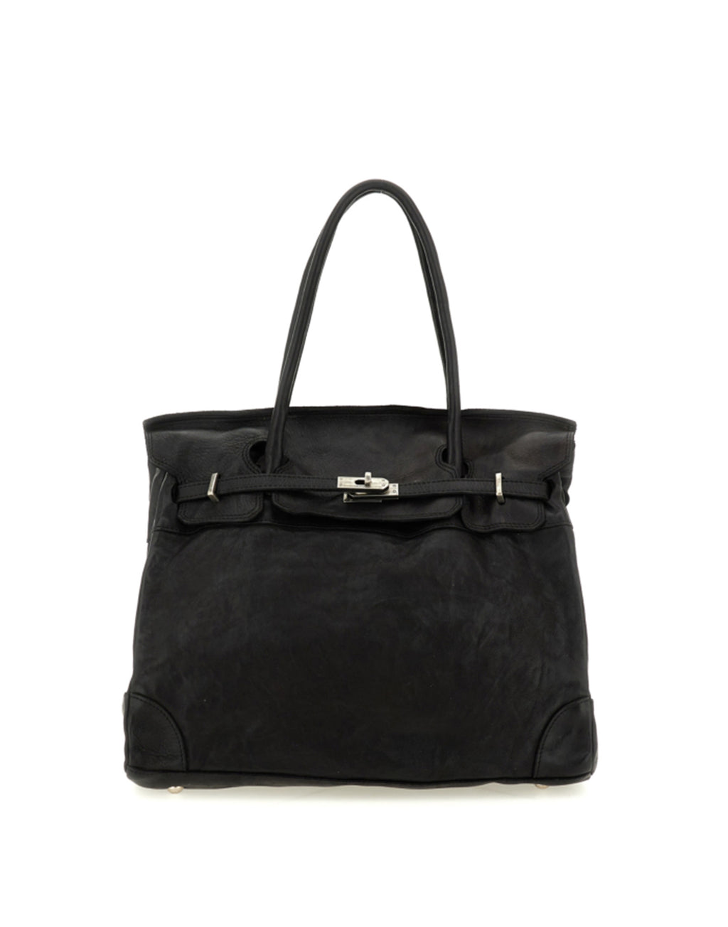 CAMPOMAGGI Borsa Shopping Larice in Pelle Nera
