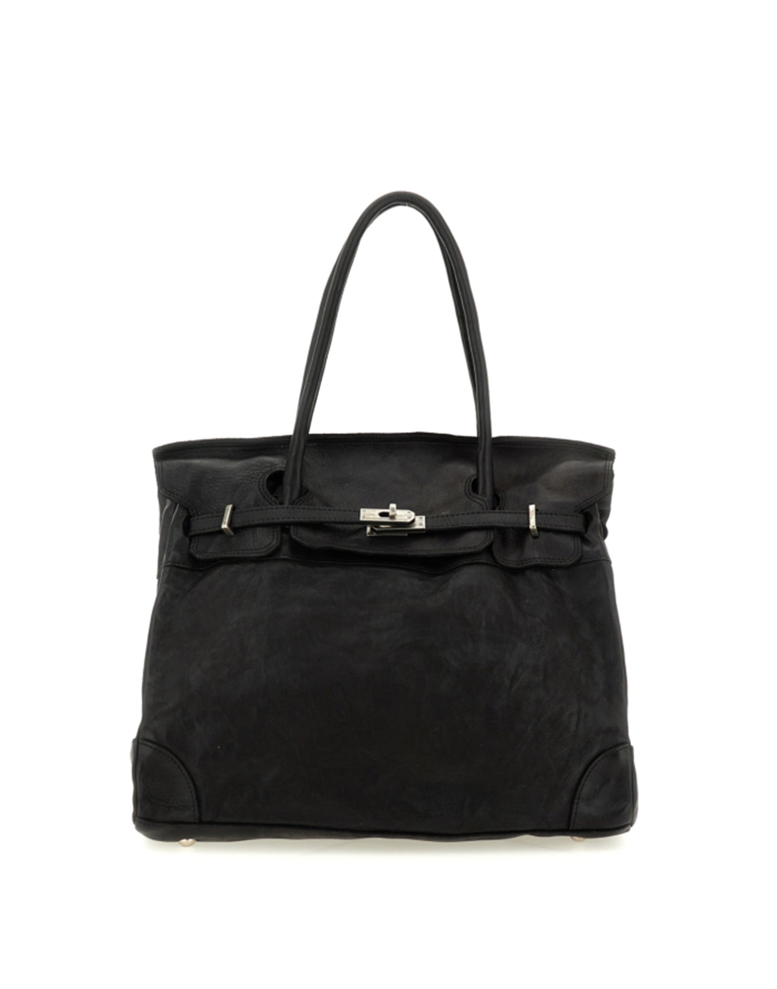 CAMPOMAGGI Borsa Shopping Larice in Pelle Nera