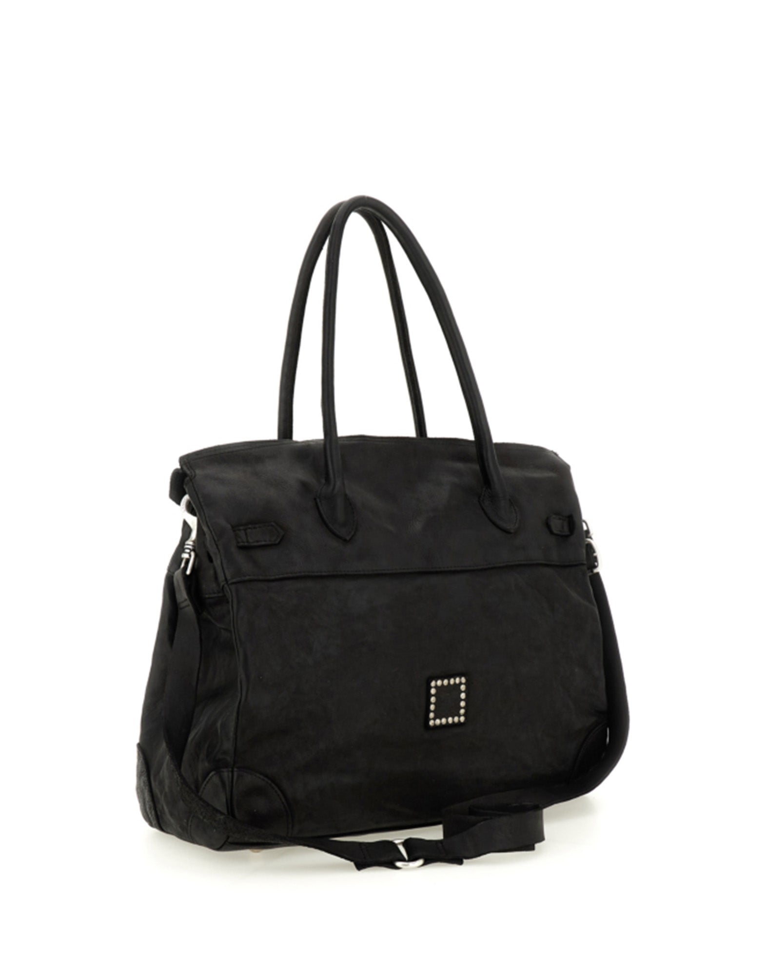 CAMPOMAGGI Borsa Shopping Larice in Pelle Nera