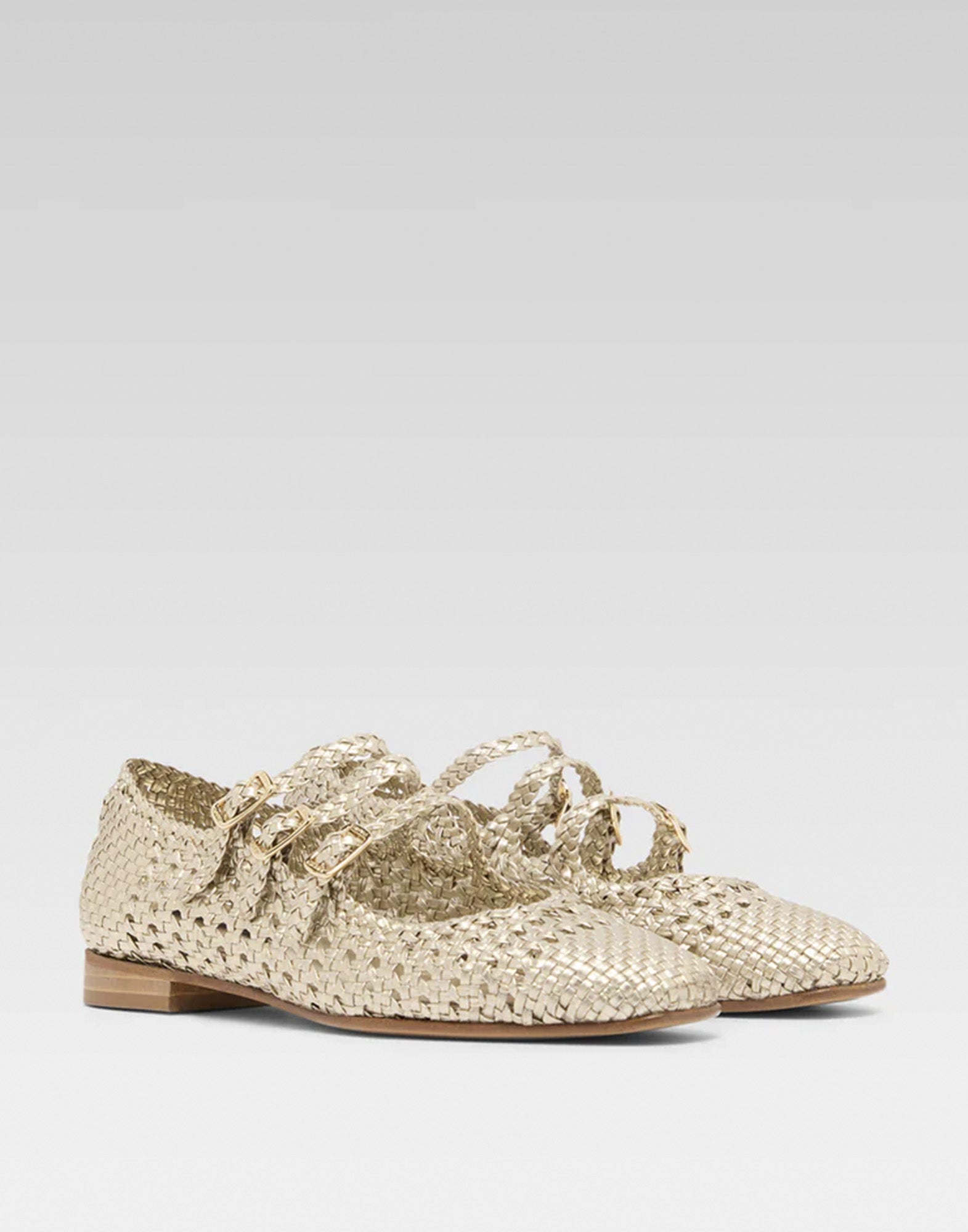 CAREL Ariana Ballerine in Pelle Intrecciata Platinum