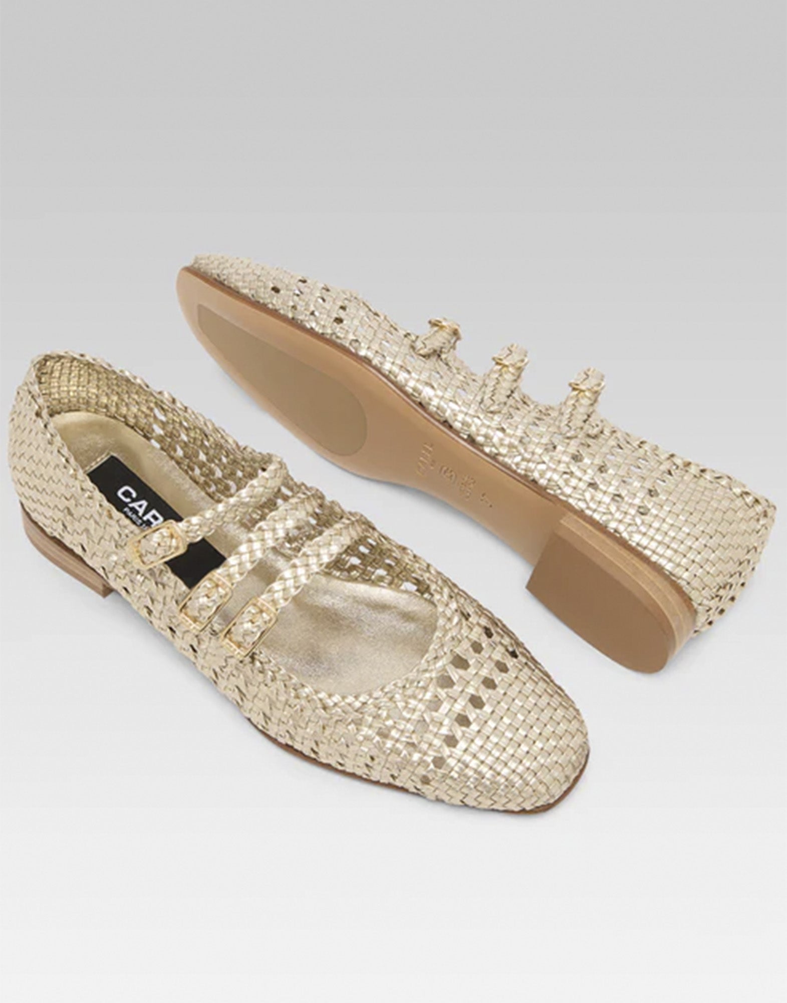 CAREL Ariana Ballerine in Pelle Intrecciata Platinum