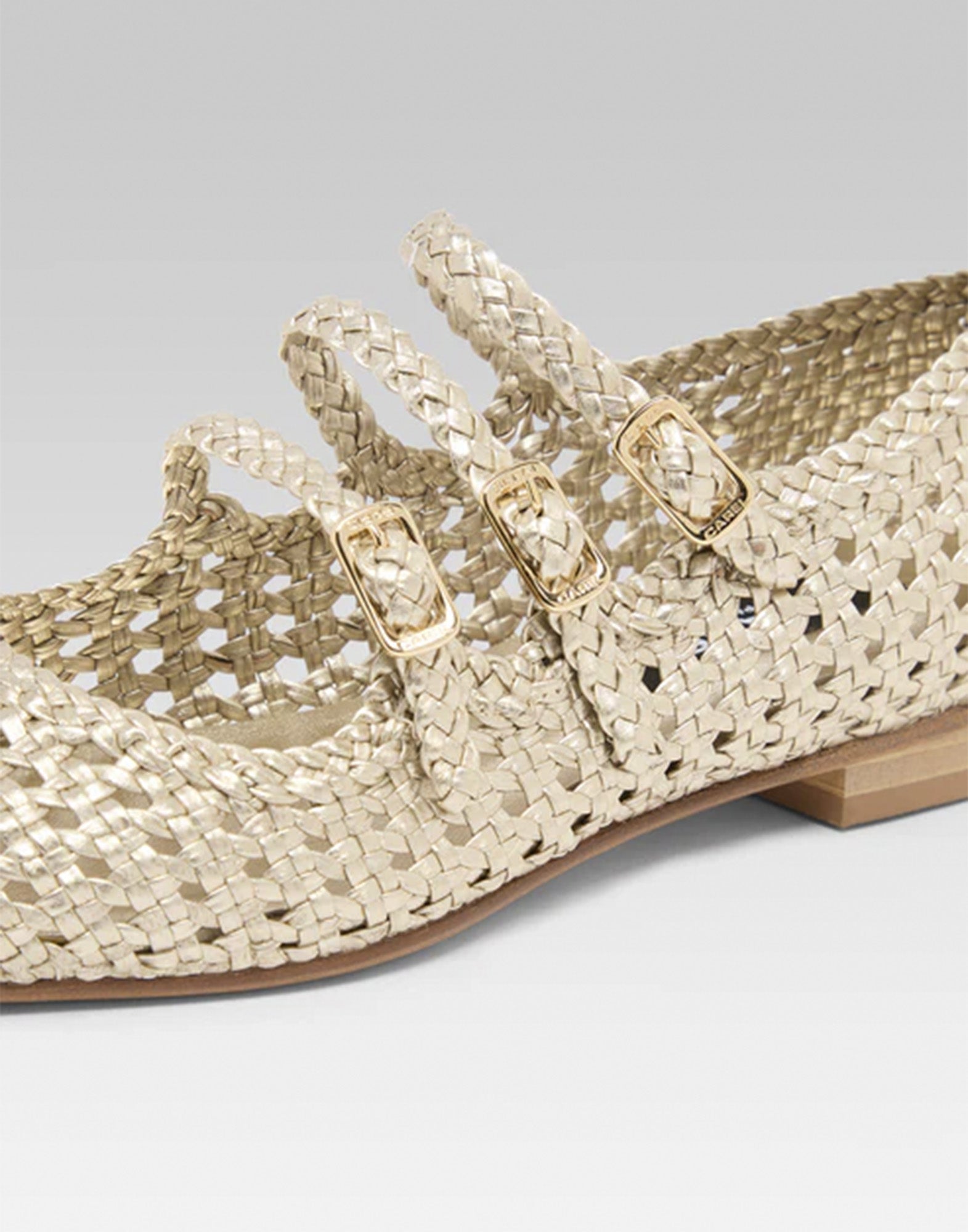 CAREL Ariana Ballerine in Pelle Intrecciata Platinum