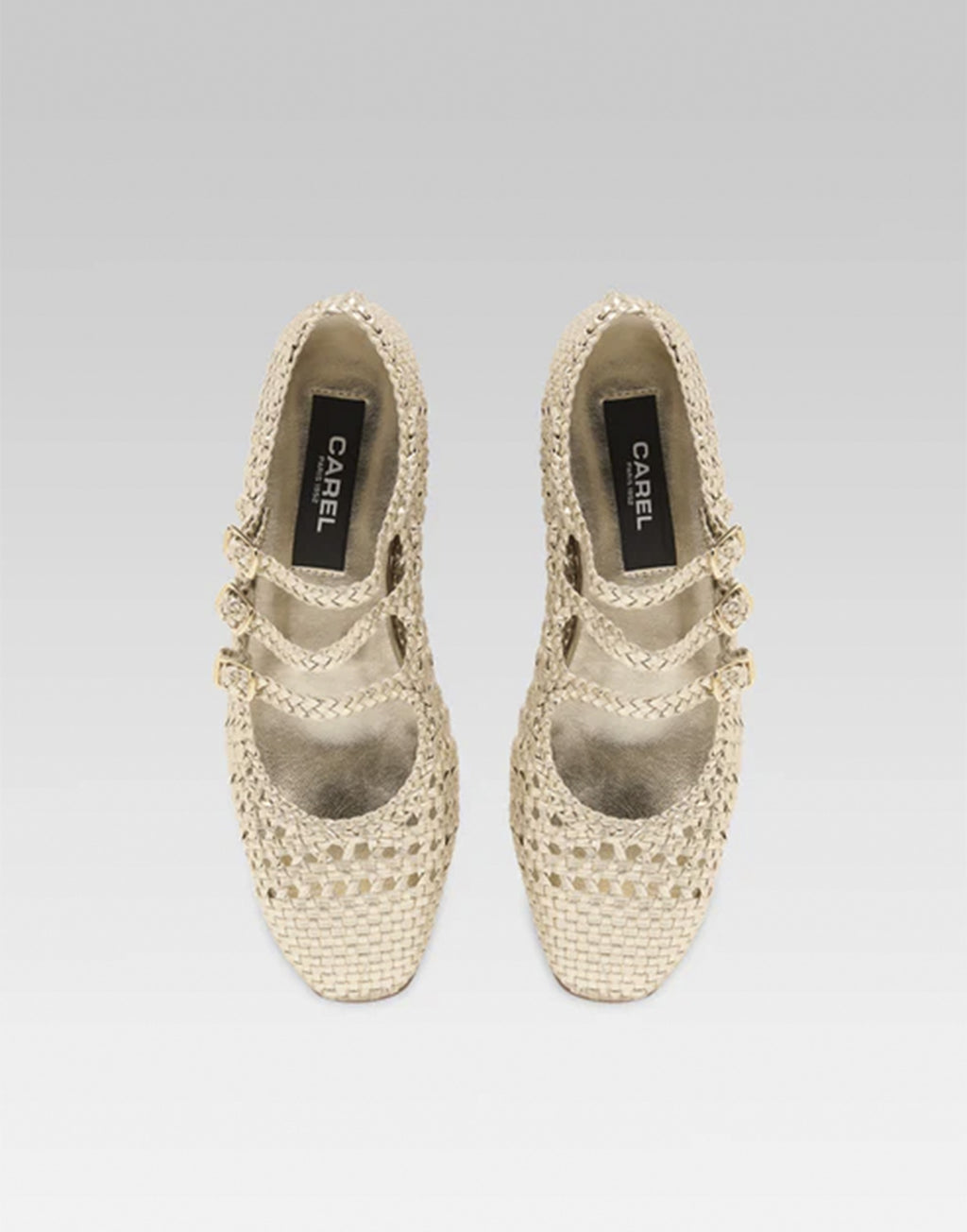 CAREL Ariana Ballerine in Pelle Intrecciata Platinum