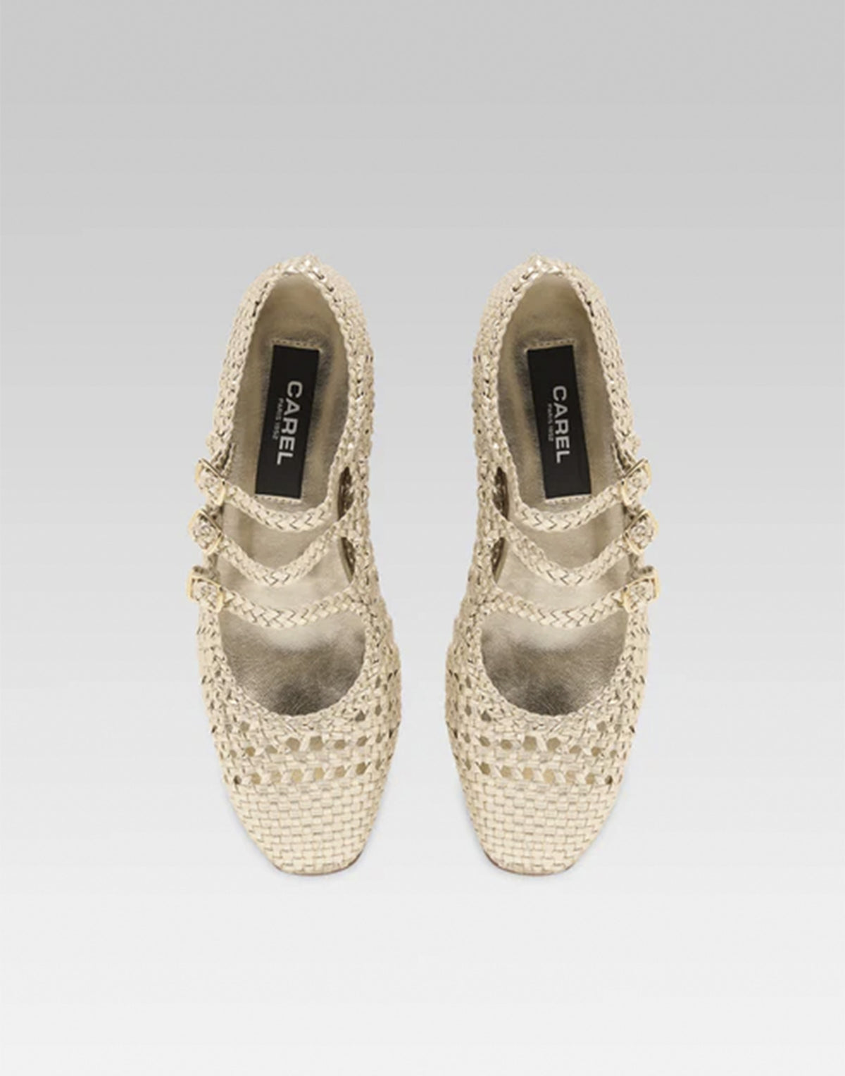CAREL Ariana Ballerine in Pelle Intrecciata Platinum