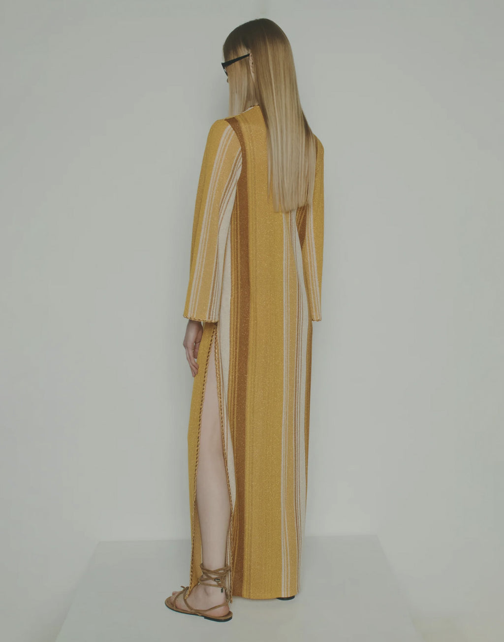 CIRCUS HOTEL Caftano in Tessuto Lamé a Righe Degradé