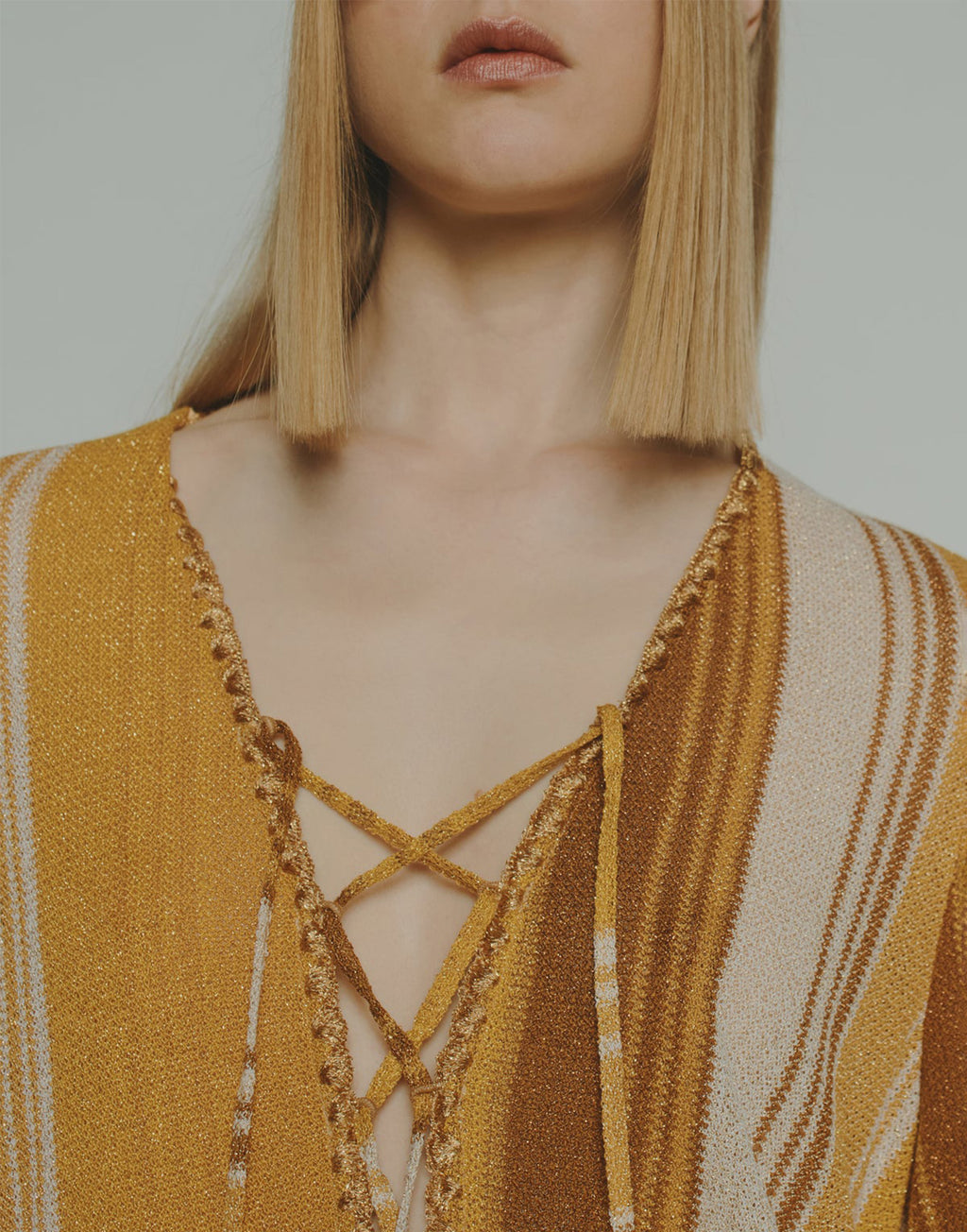 CIRCUS HOTEL Caftano in Tessuto Lamé a Righe Degradé