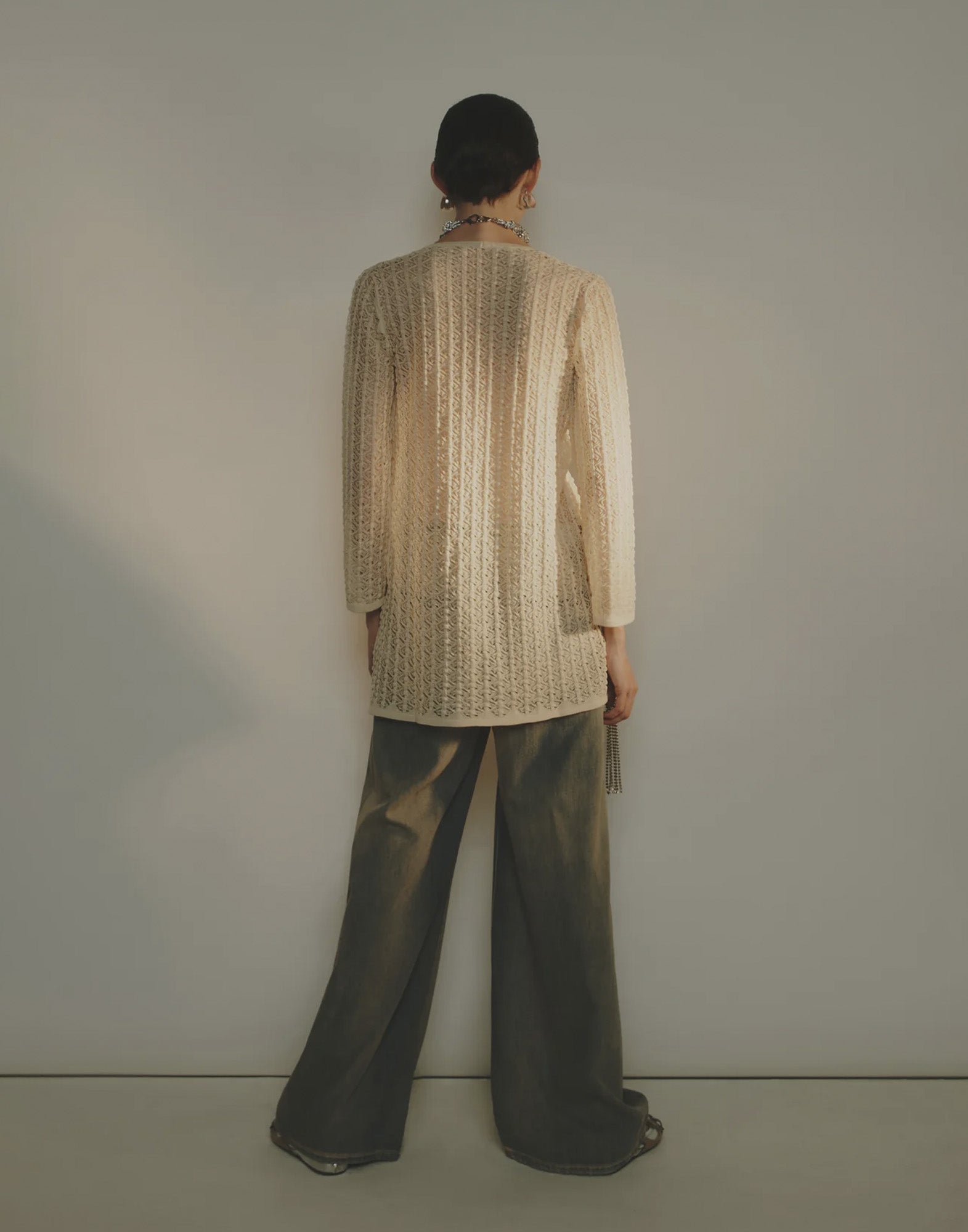 CIRCUS HOTEL Abito Mini in Viscosa Punto Pizzo Soia