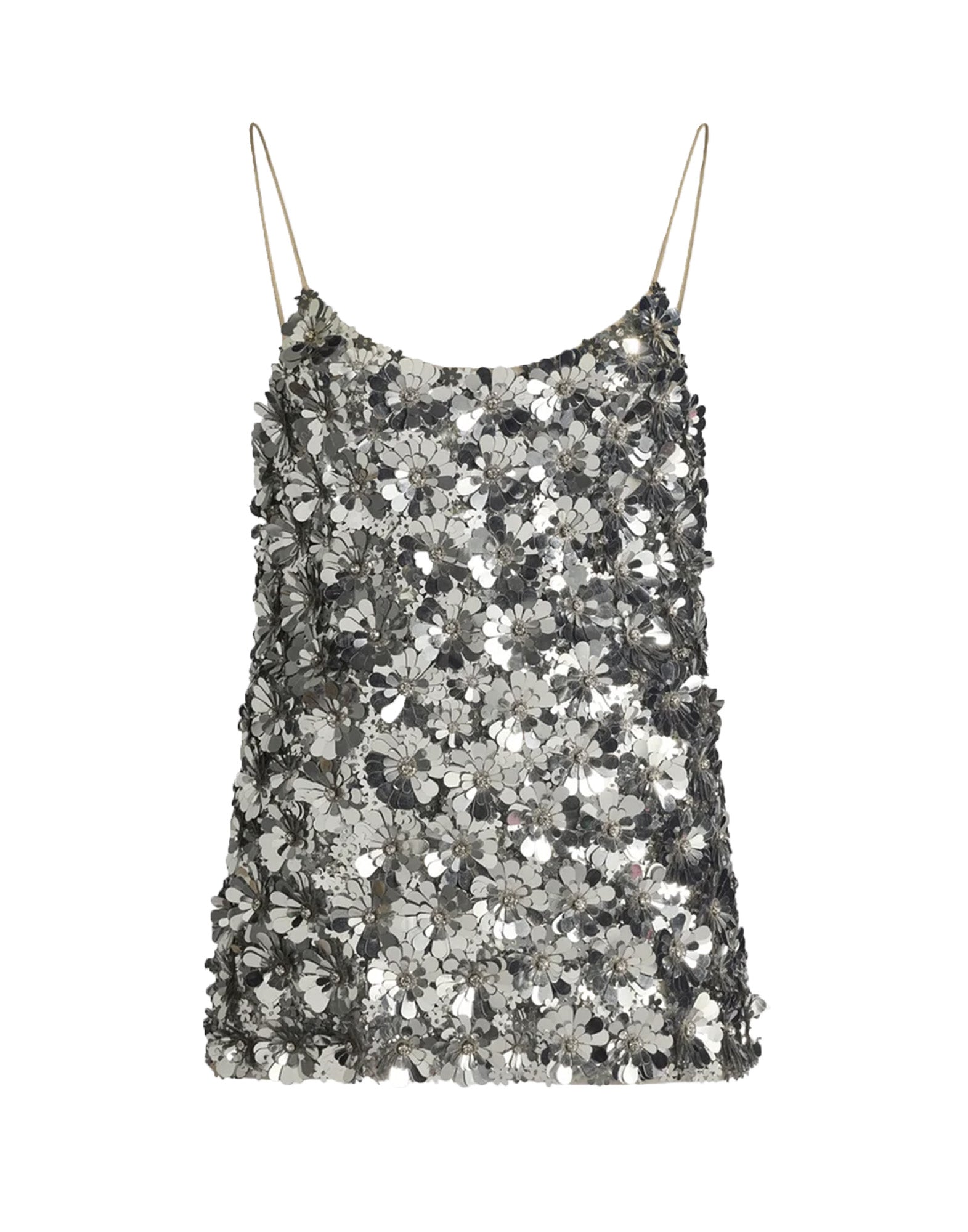 CIRCUS HOTEL Top Ricamato Paillettes Argento