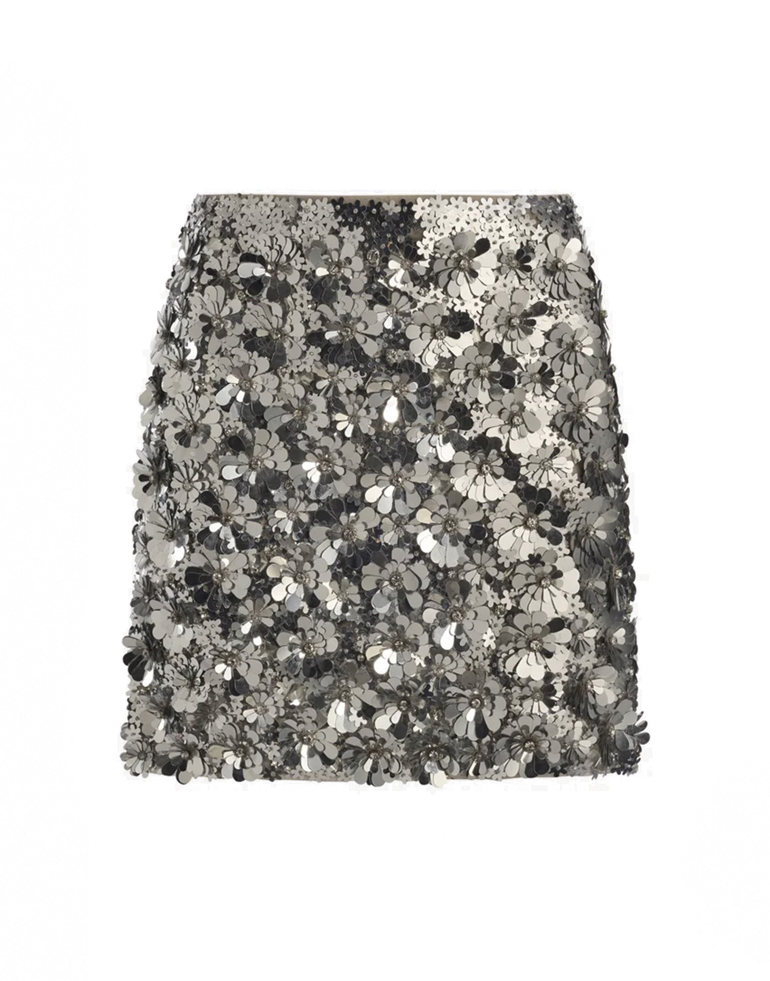 CIRCUS HOTEL Gonna Mini Ricamata Paillettes Argento