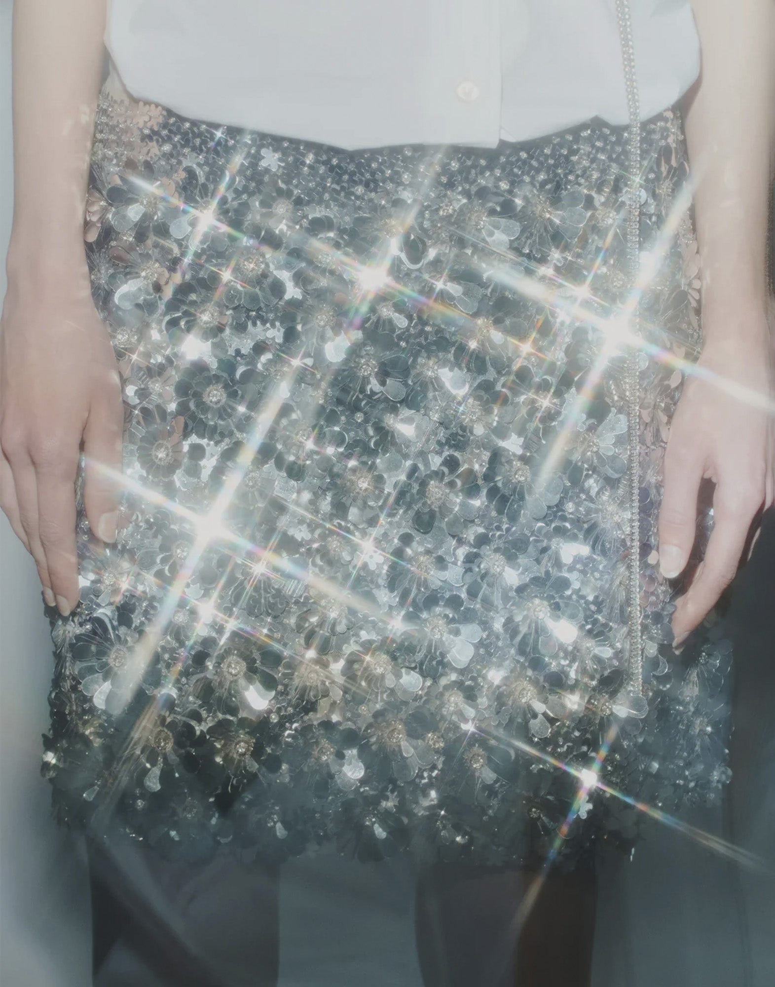 CIRCUS HOTEL Gonna Mini Ricamata Paillettes Argento