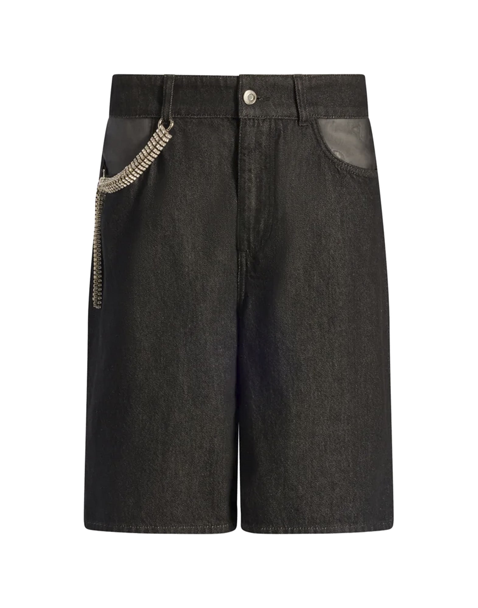 CIRCUS HOTEL Bermuda in Denim e Organza con Strass
