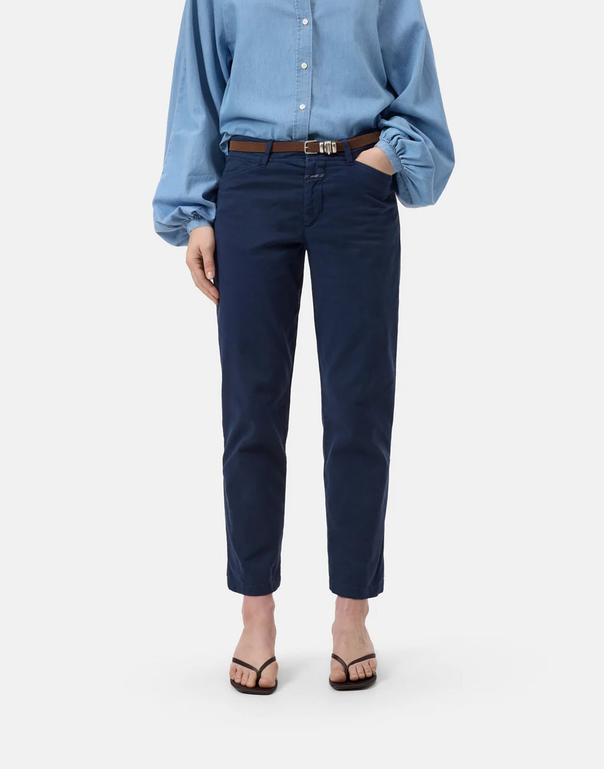 CLOSED Pantaloni Slim Sylva in Twill di Cotone Biologico Dark Night