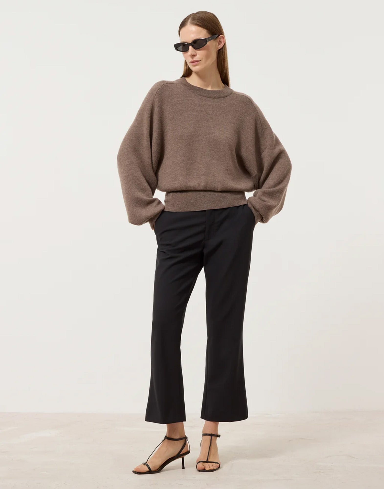 CLOSED Fiana Pantaloni Flared in Misto Lana Neri