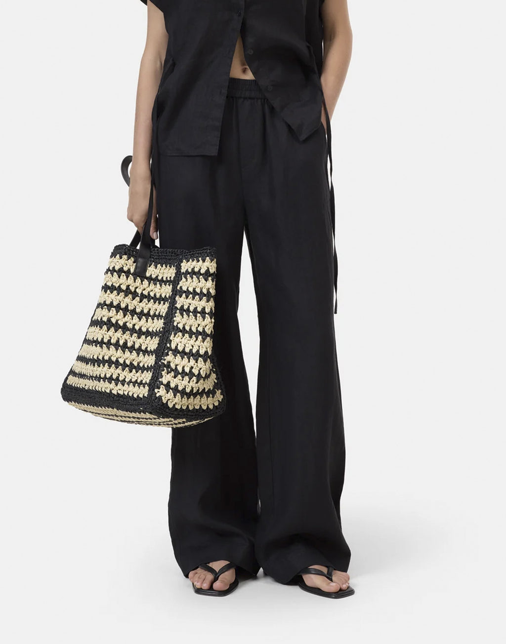 CLOSED Pantaloni Wide Winona in Lino Black