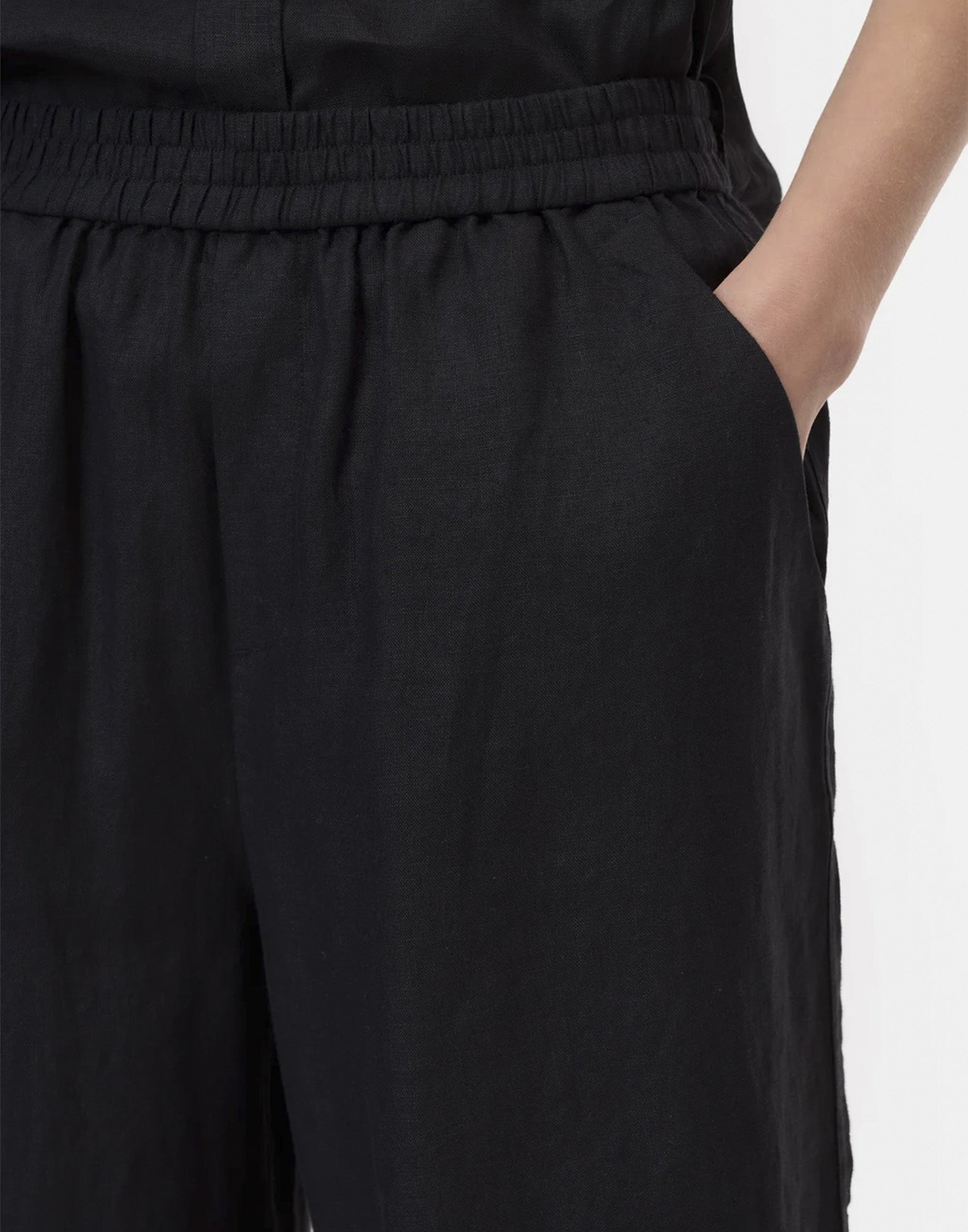 CLOSED Pantaloni Wide Winona in Lino Black