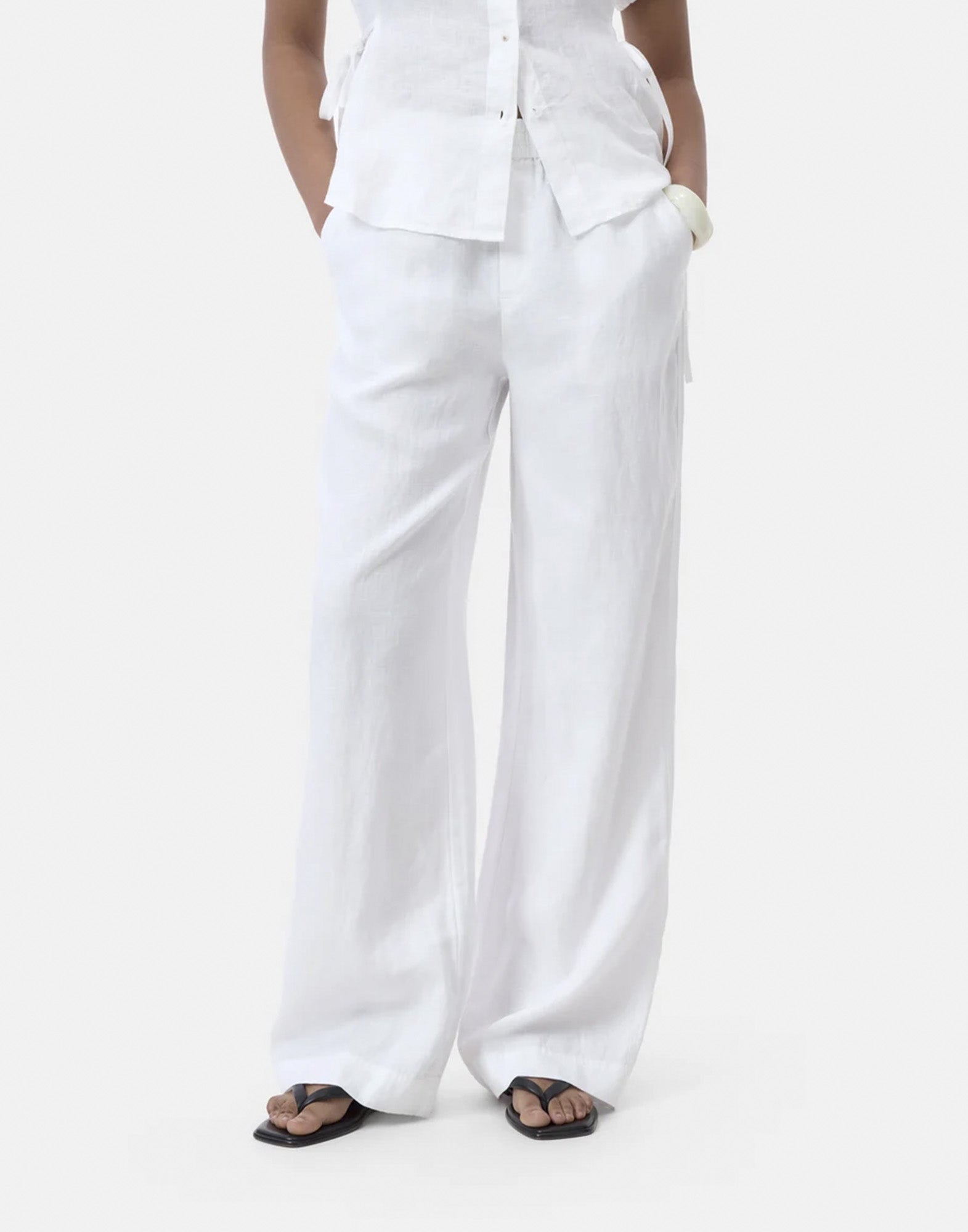 CLOSED Pantaloni Wide Winona in Lino White