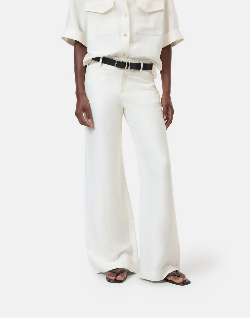 CLOSED Flye Flared Pants in Lino e Viscosa Avorio