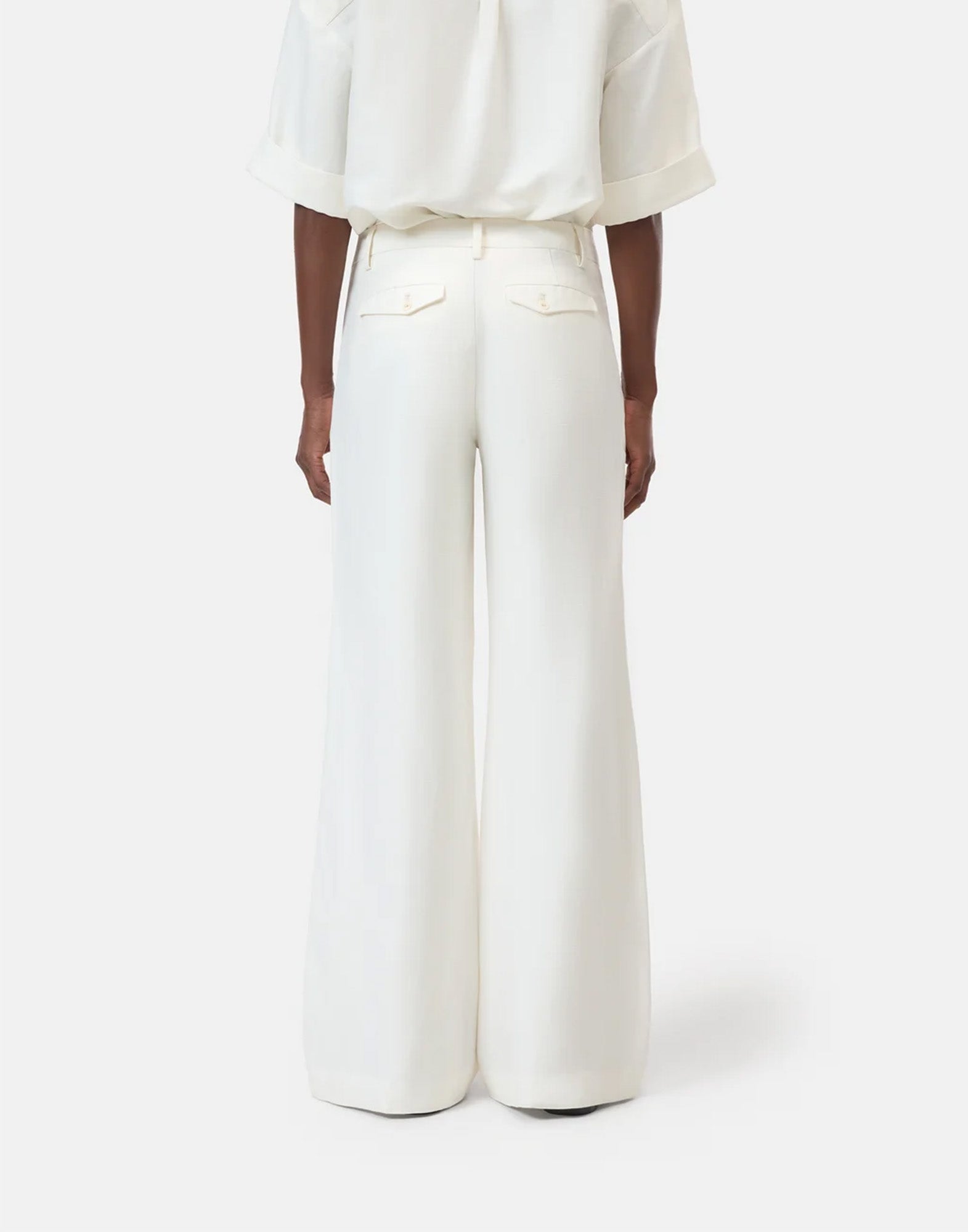 CLOSED Flye Flared Pants in Lino e Viscosa Avorio