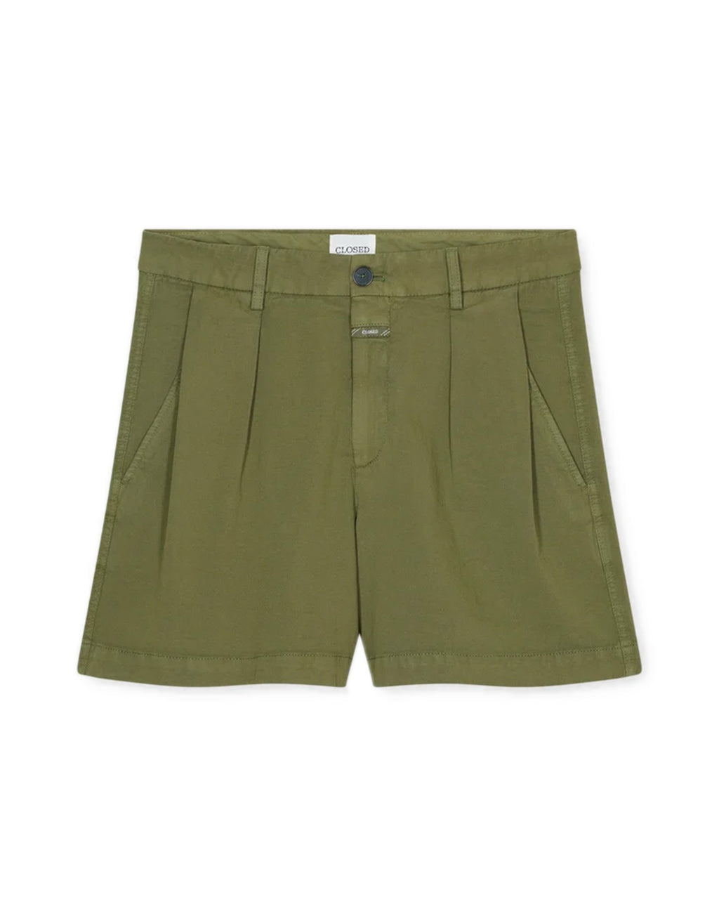 CLOSED Revyl Shorts in Cotone e Lino con Pinces Hunter Green