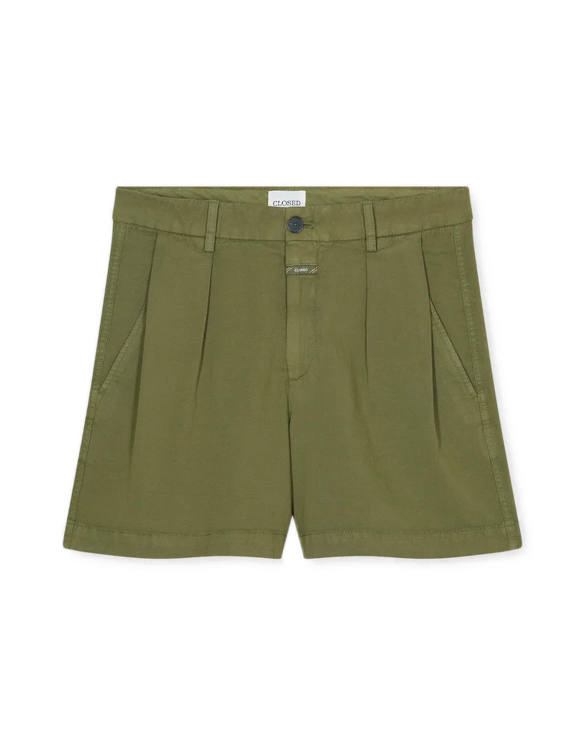 CLOSED Revyl Shorts in Cotone e Lino con Pinces Hunter Green